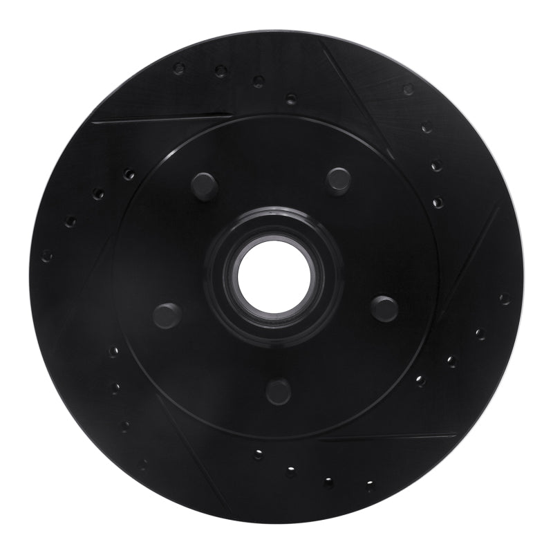 R1 1992-2002 Chevrolet Tahoe Front Right Drilled & Slotted Black Brake Rotor