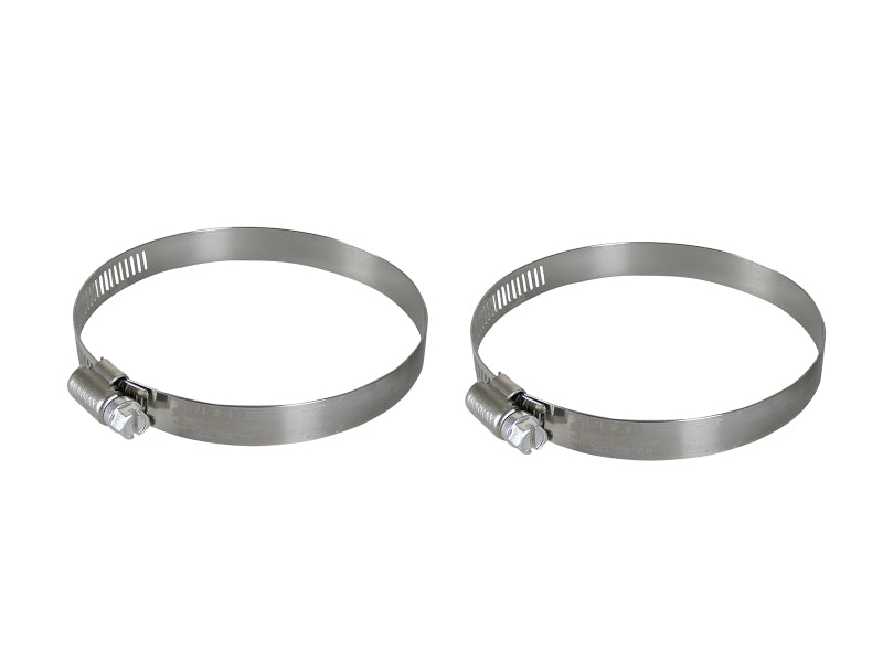 Pair of afe Magnum FORCE replacement clamps designed for 3-1/16 inch to 4 inch ID range, ideal for secure connections.