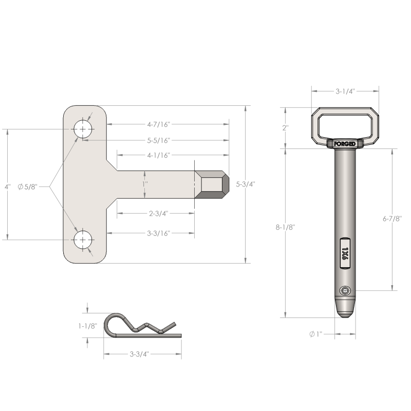BulletProof Hitches Heavy Duty Single Tang Clevis with 1" Pin Model SINGLETANG