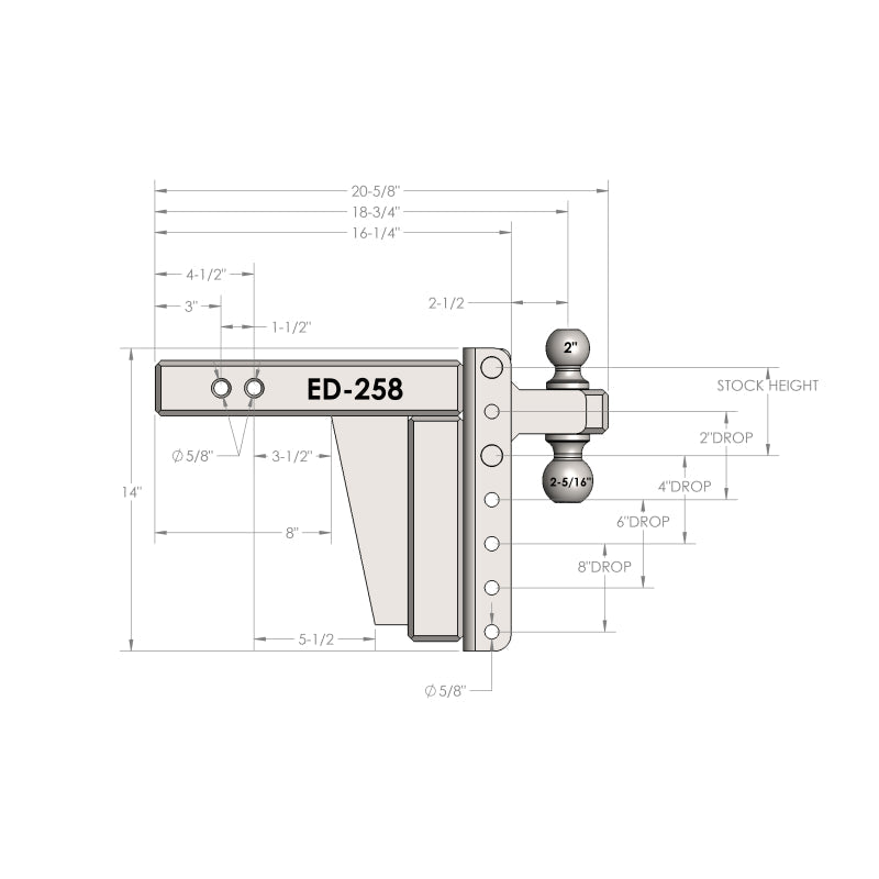 BulletProof Hitches 2.5" Extreme Duty 8" Drop/Rise Hitch Model ED258