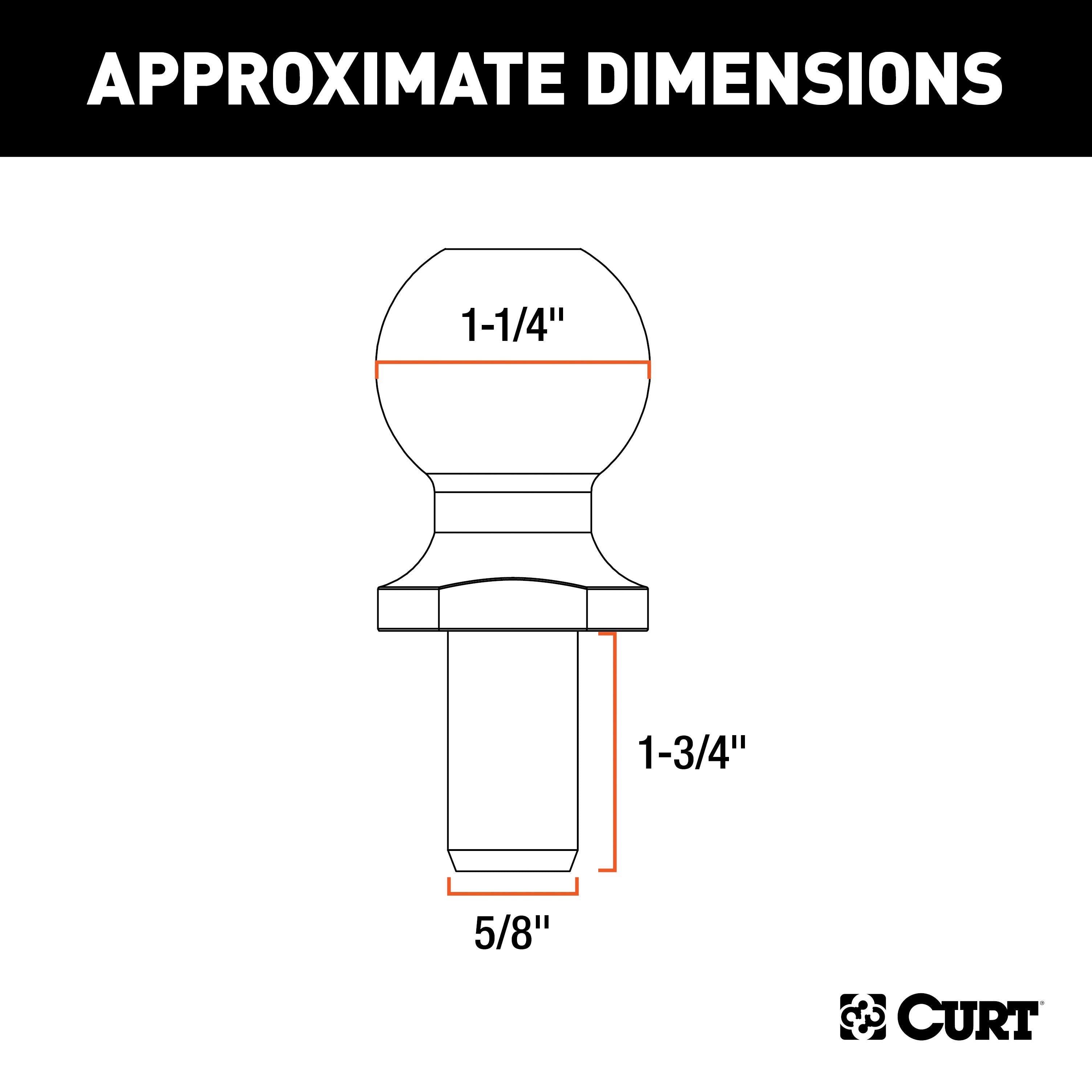CURT Replacement Trailer Sway Control Ball, 1-1/4-Inch Diameter, 5/8 x 1-3/4-In Shank Model 40093