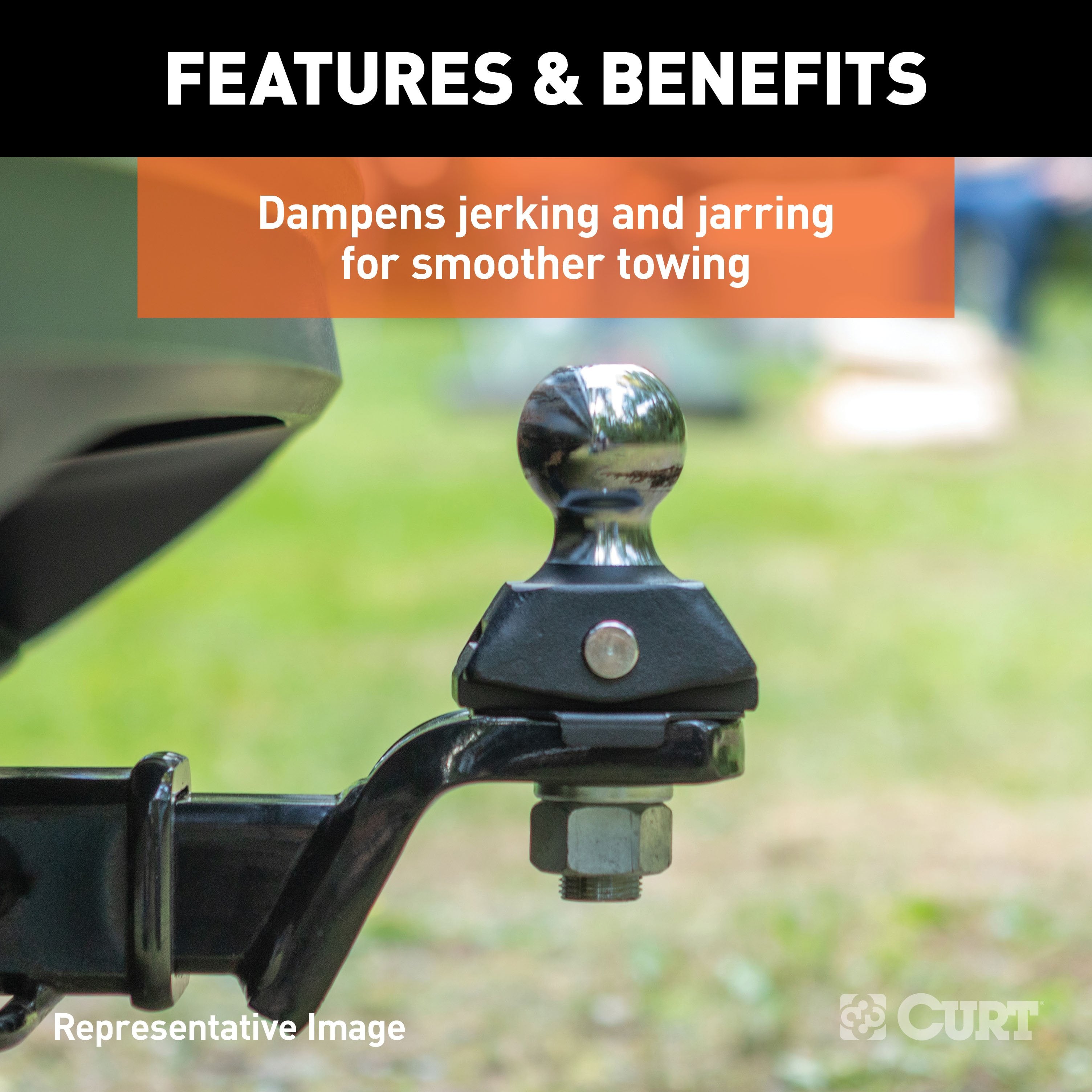 CURT RockerBall Cushion Hitch Trailer Ball 12,000 lbs, 2-5/16-Inch Diameter, 1-1/4-Inch Shank Model 40249