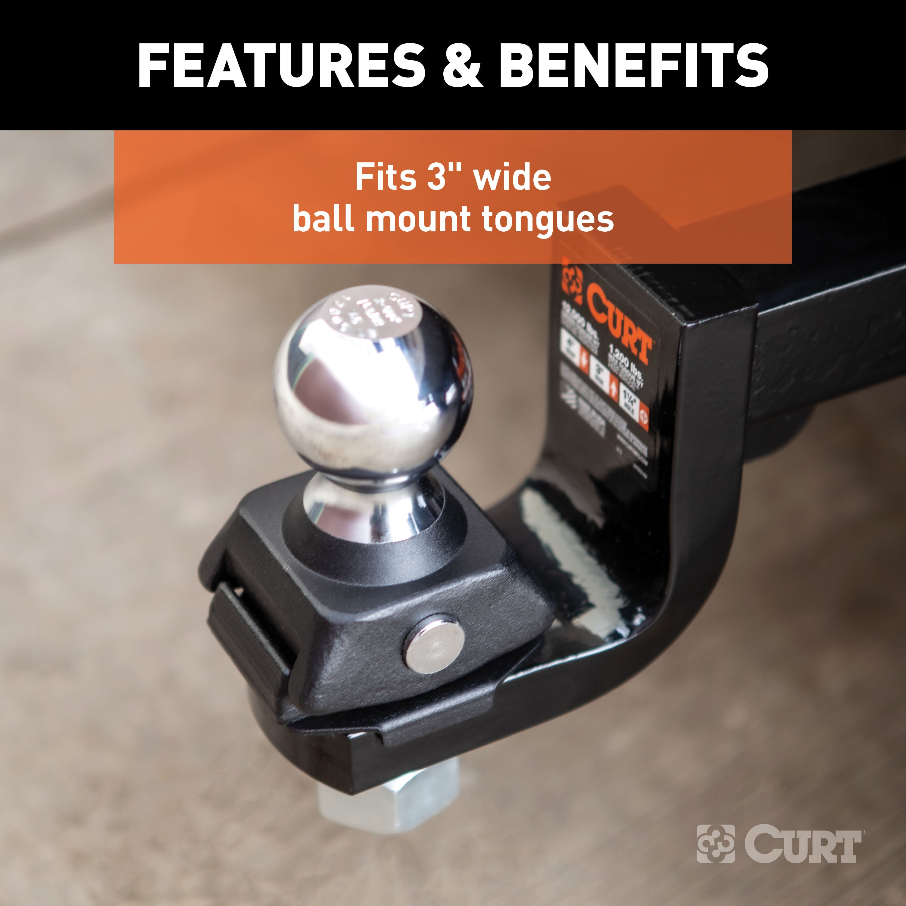 CURT RockerBall Cushion Hitch Trailer Ball 12,000 lbs, 2-5/16-Inch Diameter, 1-1/4-Inch Shank Model 40249
