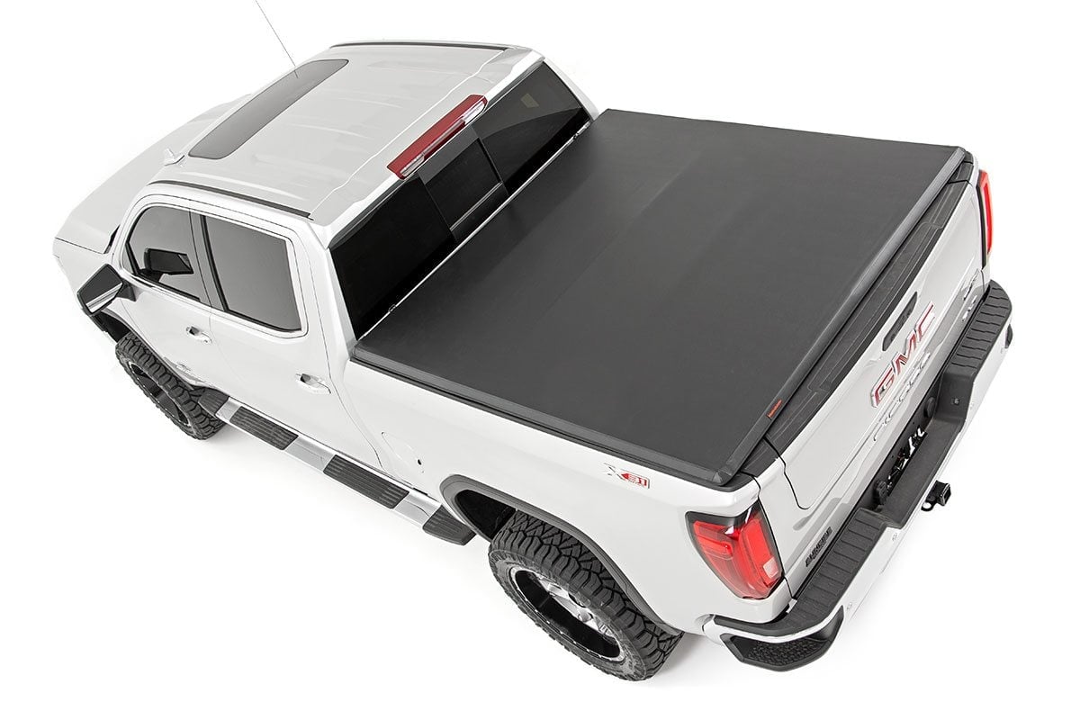 Soft Tri-Fold Bed Cover 5 Foot 10 Inch Bed Chevy/GMC Sierra 1500 (19-26)/Silverado 1500 (19-26) Rough Country