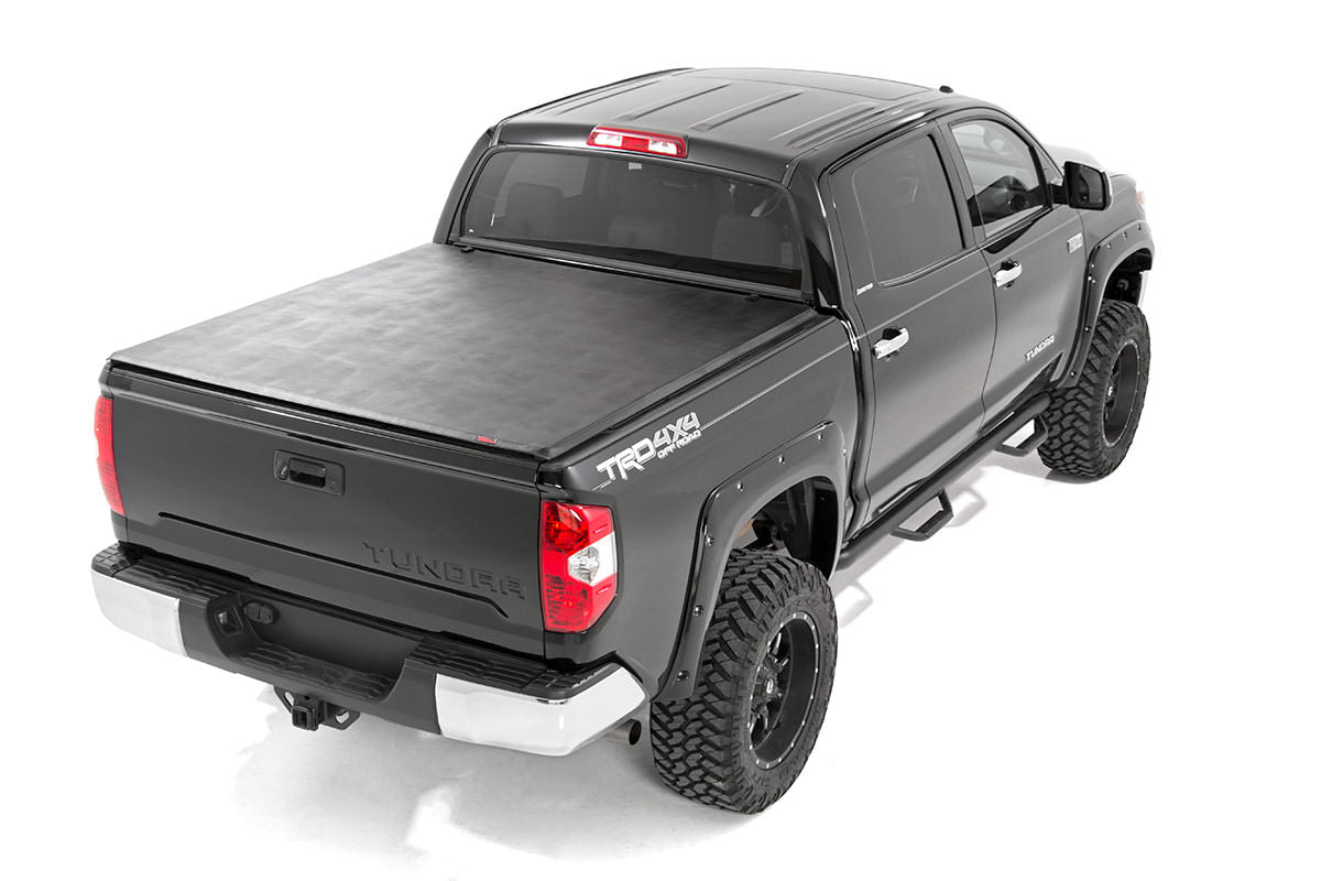 Soft Tri-Fold Bed Cover With & W/O OE Rails 6 Foot 7 Inch Bed Toyota Tundra (07-21) Rough Country