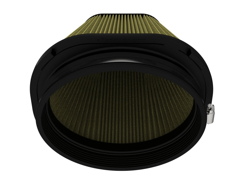 Universal afe Magnum FLOW air filter with a cylindrical design, featuring a black frame and pleated filter media for optimal airflow.