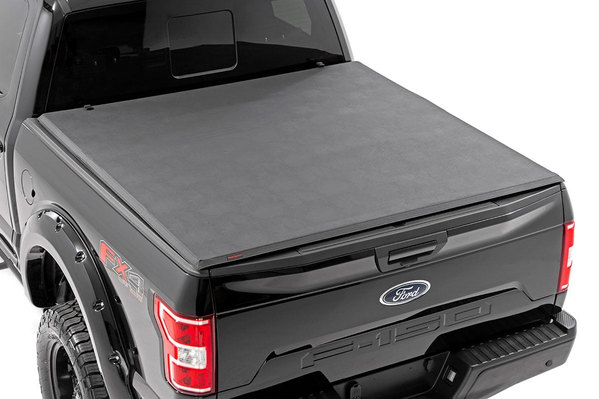 Soft Tri-Fold Bed Cover 5 Foot 7 Inch Bed Ford F-150 (15-20)/Raptor (17-20) Rough Country