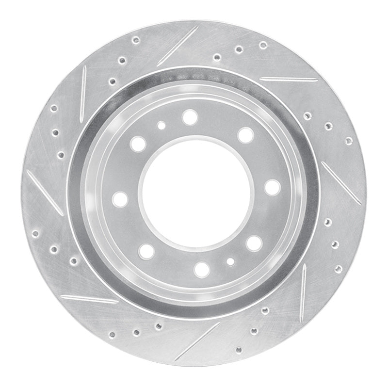 R1 11-25 Chevrolet Suburban 3500 HD Rear Right Drilled & Slotted Silver Brake Rotor