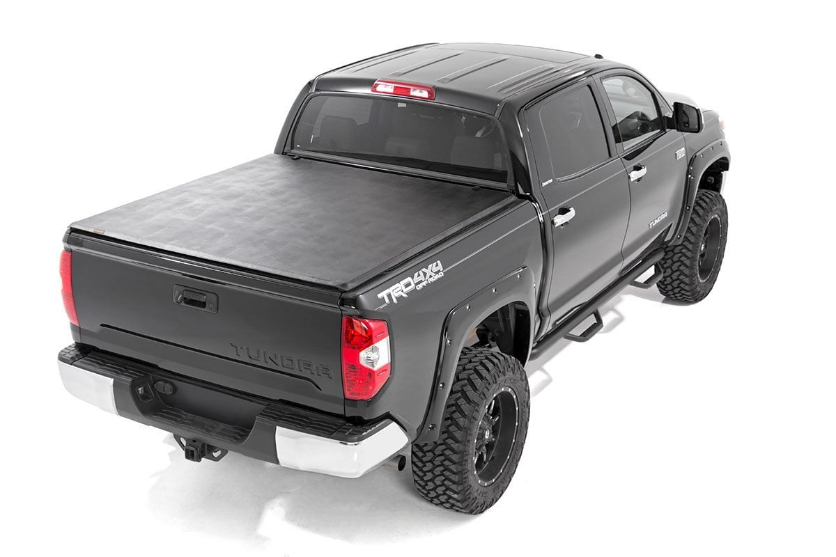 Soft Tri-Fold Bed Cover 5 Foot 7 Inch Bed No OE Rail Toyota Tundra (07-21) Rough Country