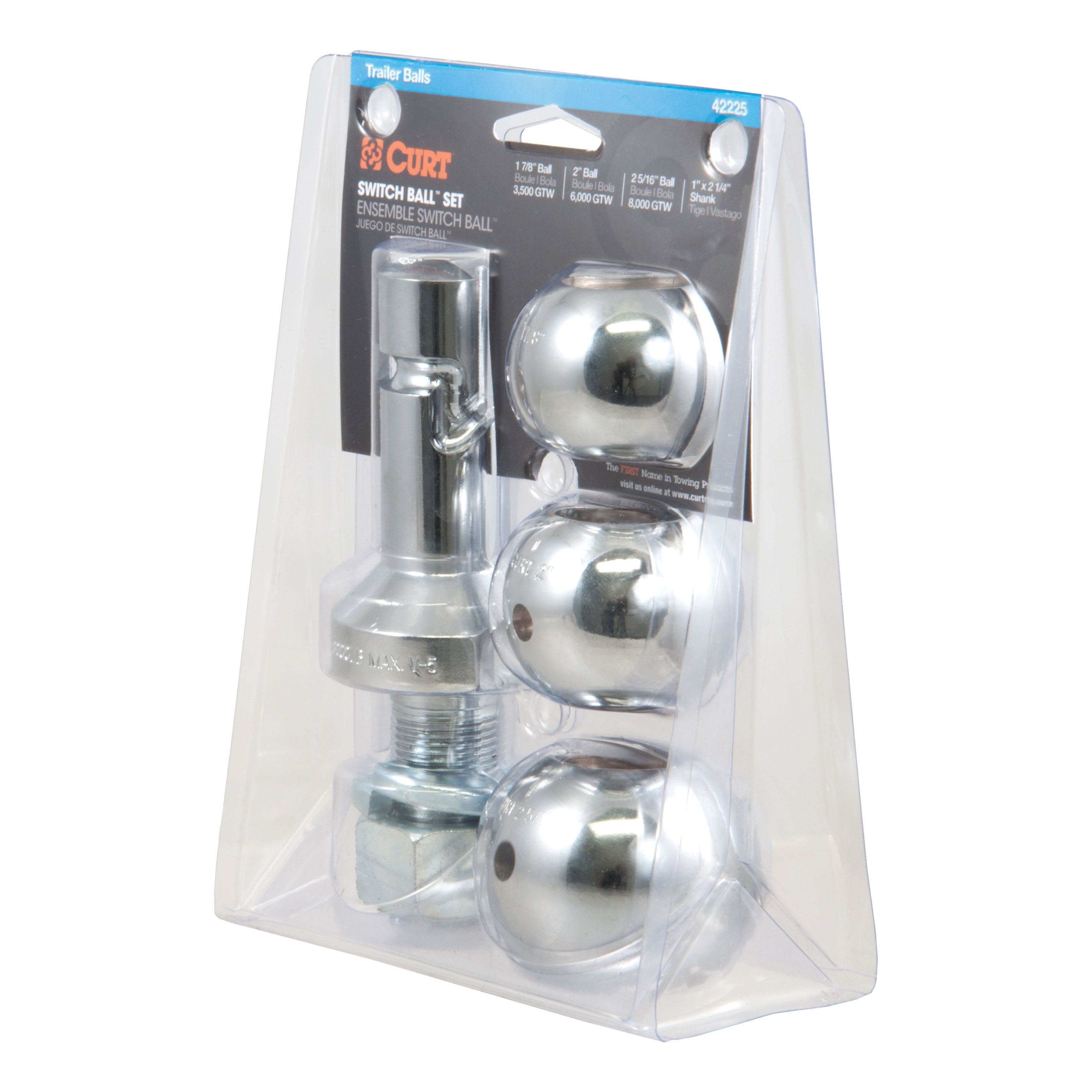 CURT 1-7/8, 2 and 2-5/16-Inch Chrome Steel Switch Ball Set, Up to 8,000 lbs. GTW Model 42225