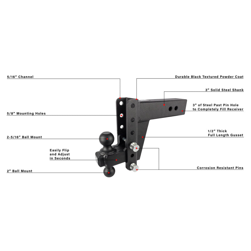 BulletProof Hitches 3.0" Heavy Duty 6" Drop/Rise Hitch Model HD306