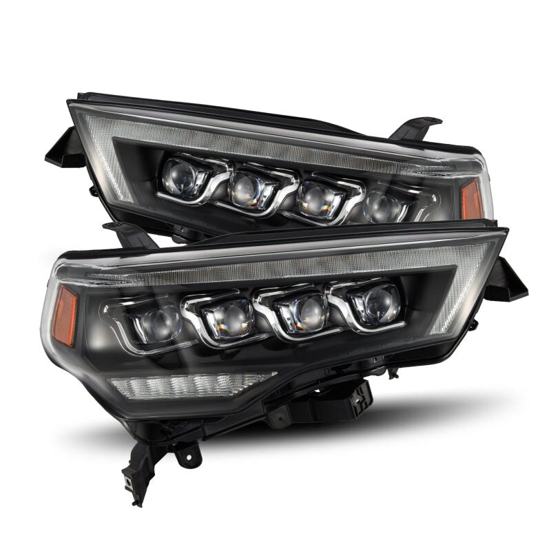 AlphaRex NOVA LED projector headlights for 2014-2022 Toyota 4Runner featuring active light and sequential signals.