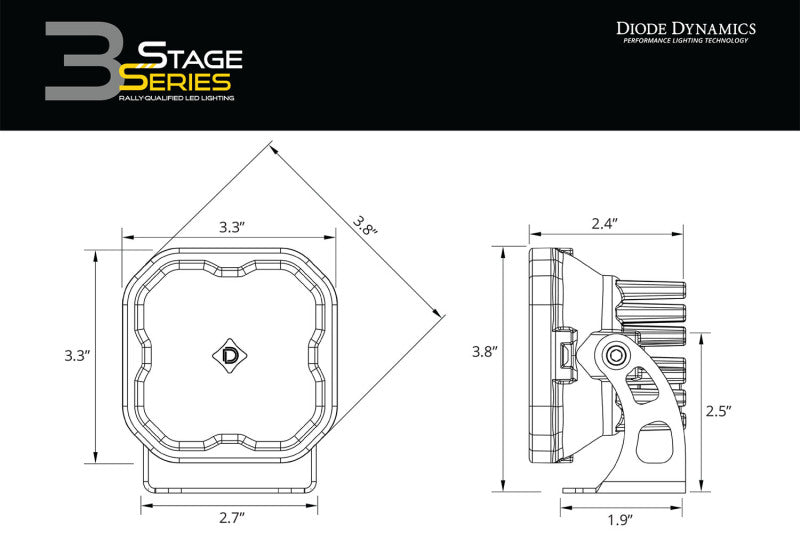 Diode Dynamics 2021 Ford Bronco Sport SS3 LED Ditch Light Kit - White Combo