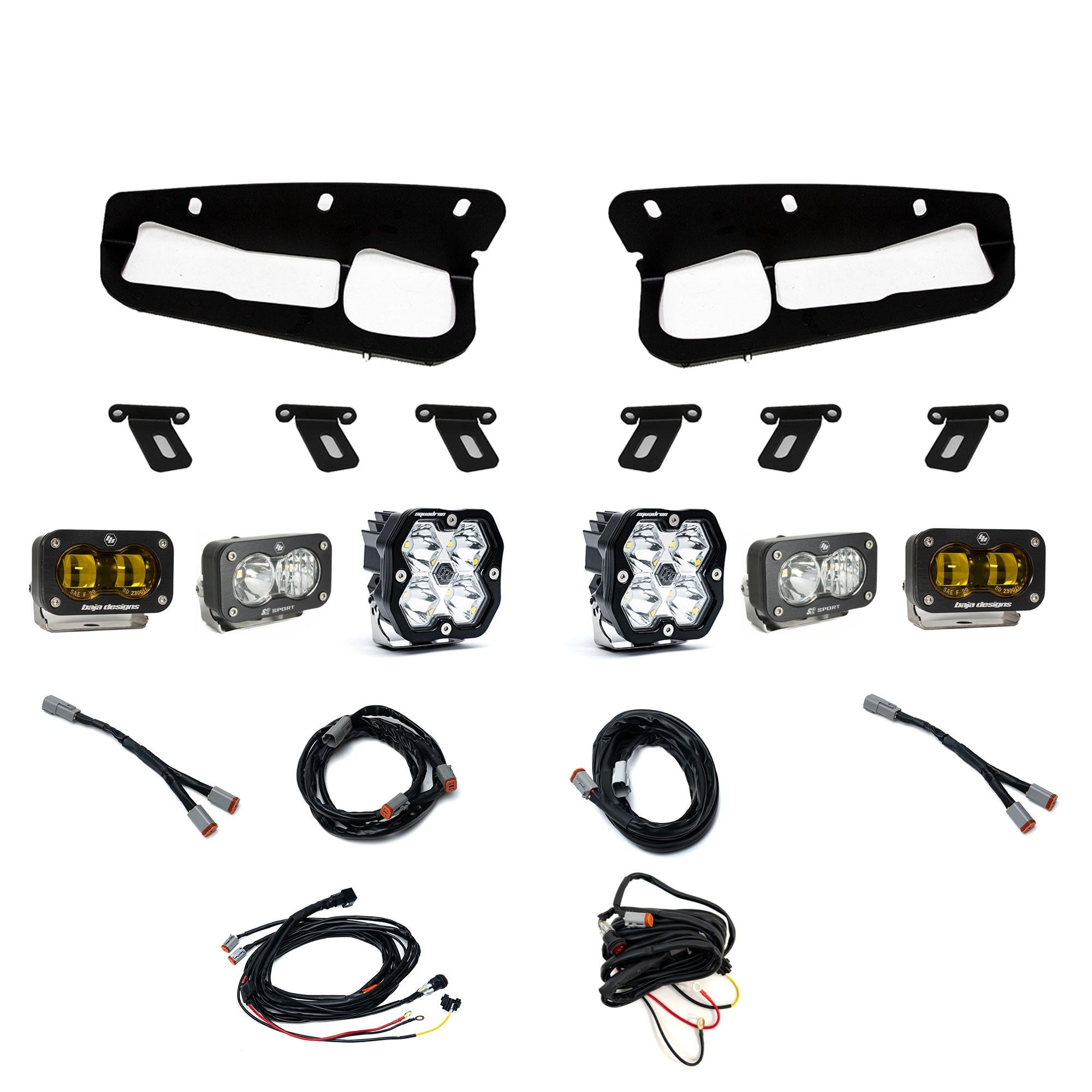 Squadron 2.0 Sport/S2 Sport/S2 Sae Sportman Fog Pocket Light Kit Ford 2021-27 Bronco 2022-24 Bronco Raptor w/ Steel Bumper Baja Amber Baja Designs