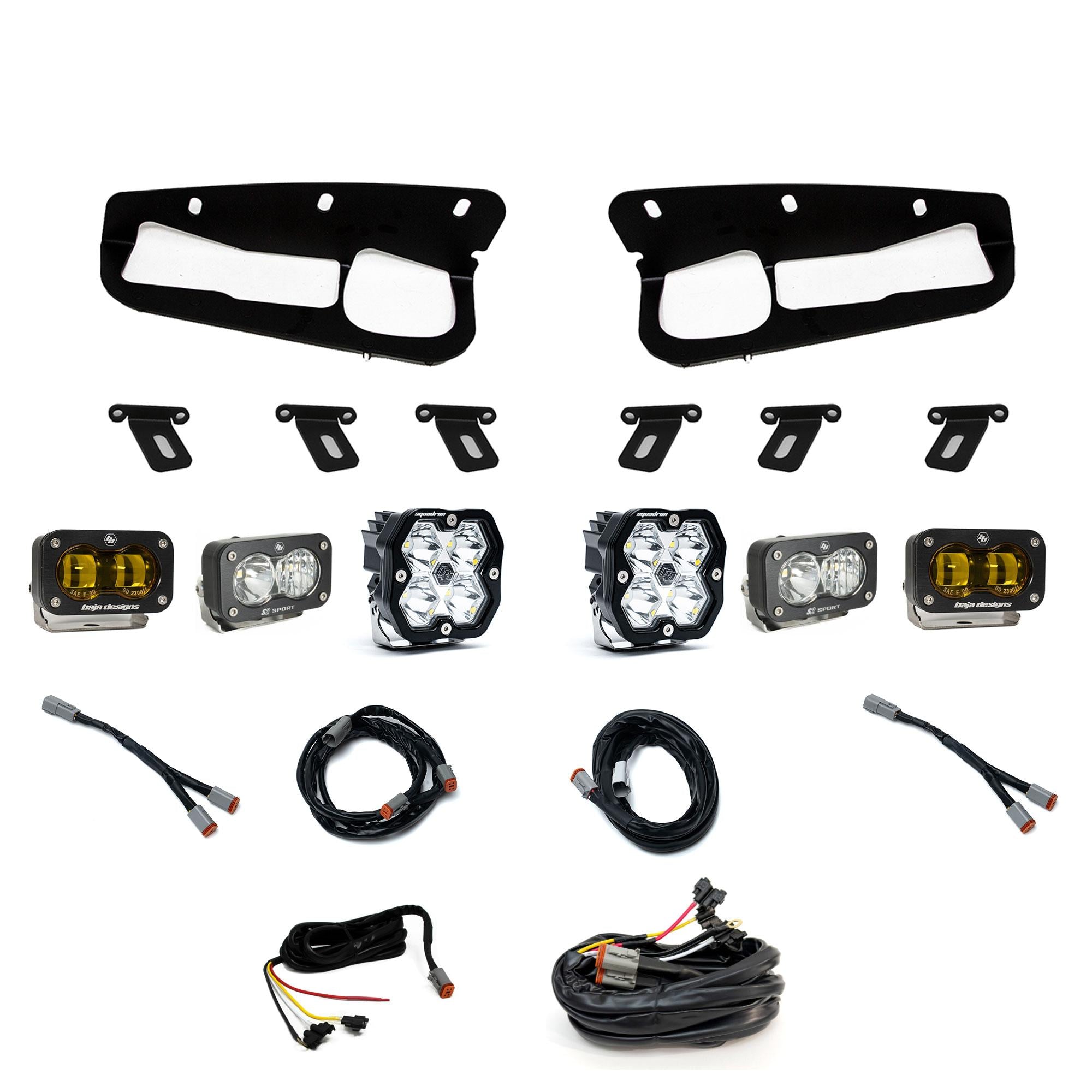 Squadron 2.0 Sport/S2 Sport/S2 Sae Sportman Fog Pocket Light Kit Ford 2021-27 Bronco 2022-24 Bronco Raptor w/ Steel Bumper Baja Amber Baja Designs