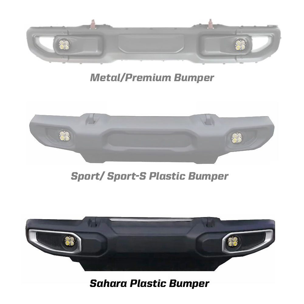 Jeep JL Fog Pocket Kit For 18-20 Wrangler JL Sahara Squadron SAE FPK Baja Designs