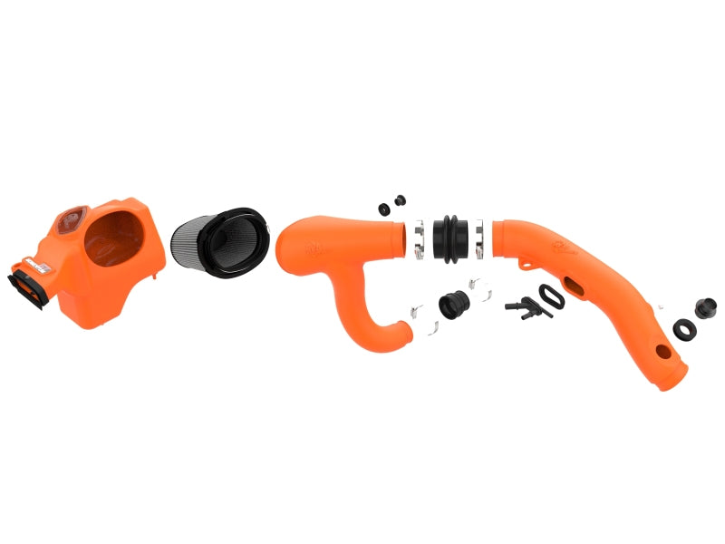 afe Momentum Sealed Intake for Ford Ranger Raptor 24-25 V6-3.0L, featuring an orange housing and intake components.