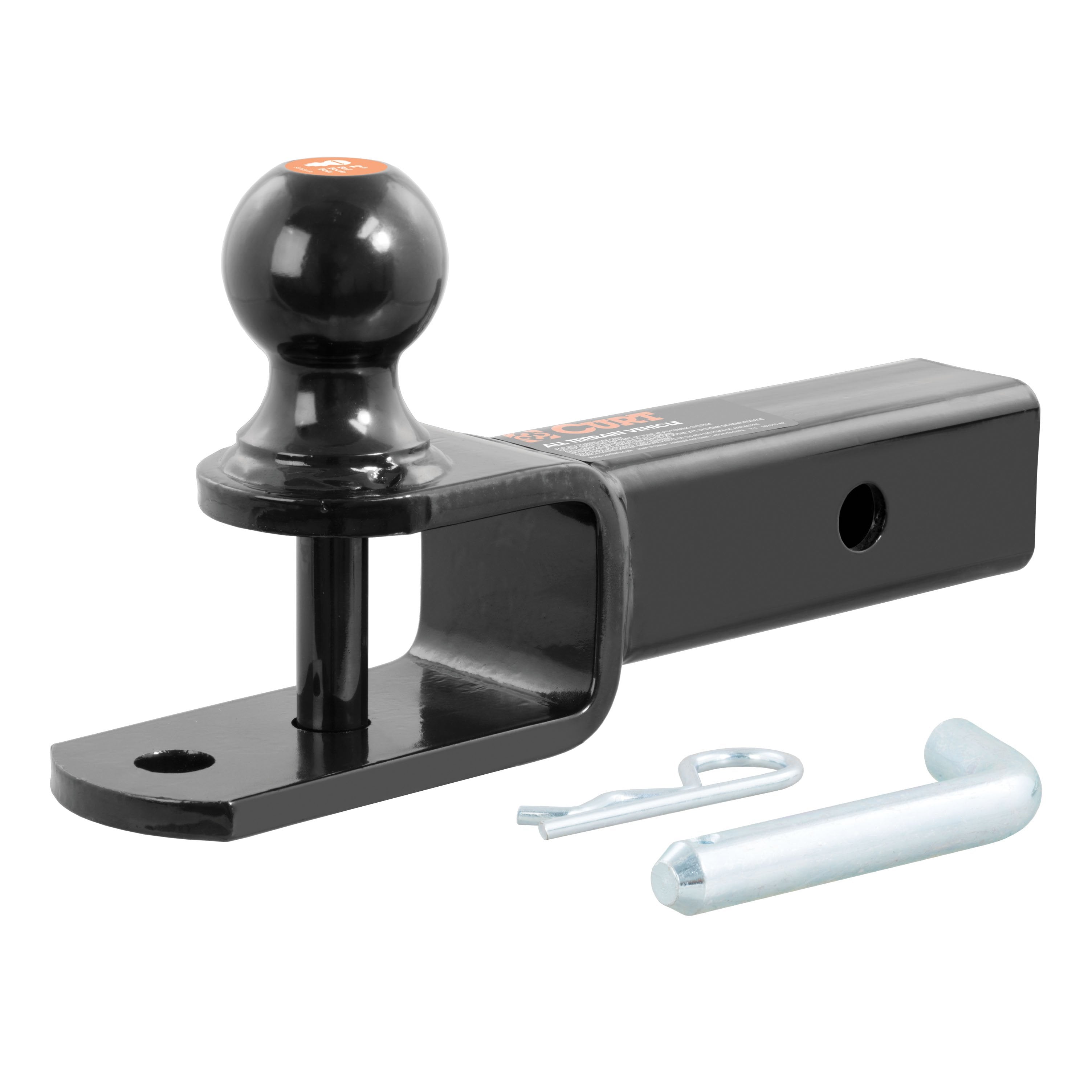 CURT 3-in-1 ATV Trailer Hitch Mount, 2-Inch Ball, Clevis Pin, 5/8-Inch Hole, Fits 2-Inch Receiver Model 45009