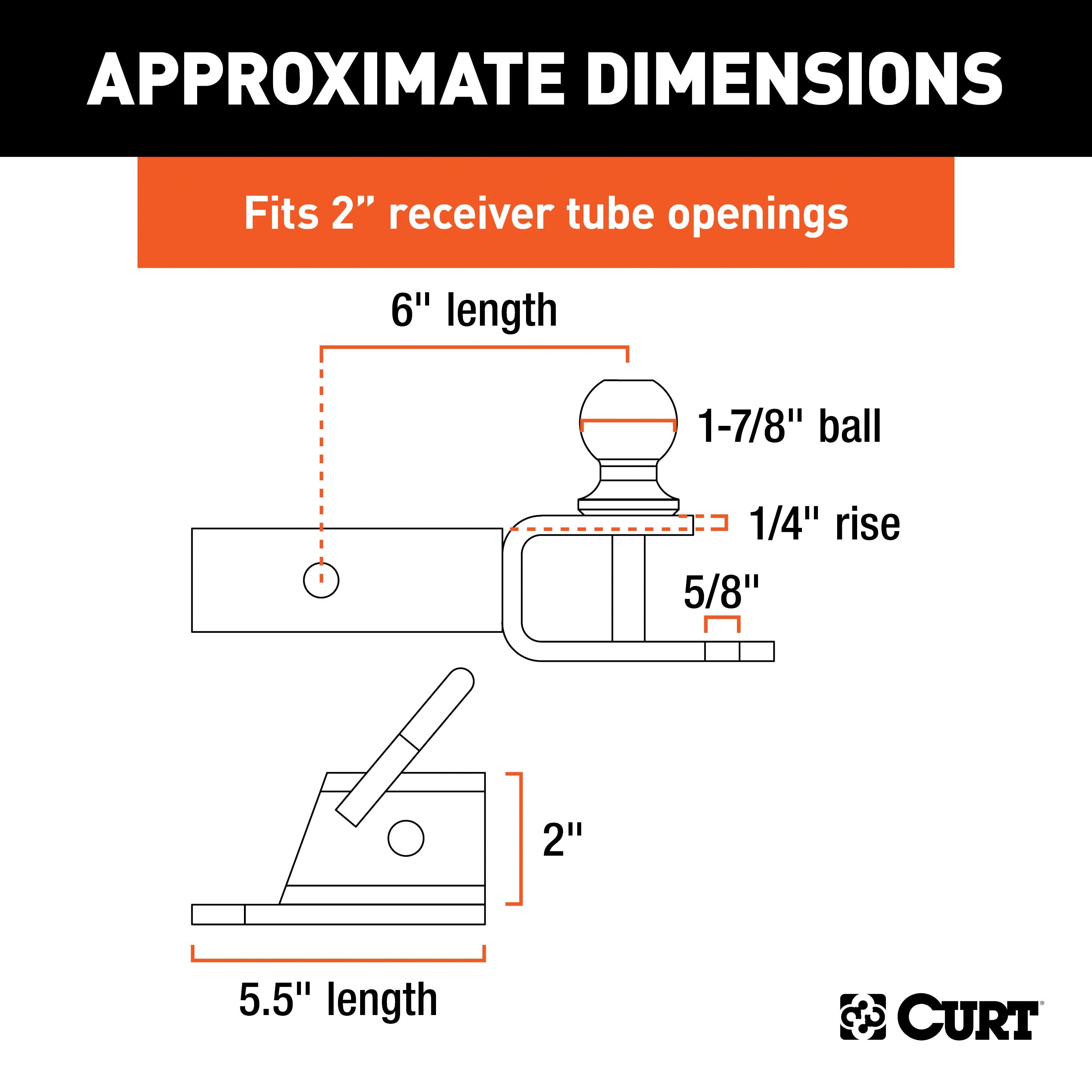 CURT 3-in-1 UTV, ATV Trailer Hitch Mount with 2-Inch Receiver Adapter, 1-7/8-Inch Ball, Clevis Pin, 5/8-Inch Hole Model 45029