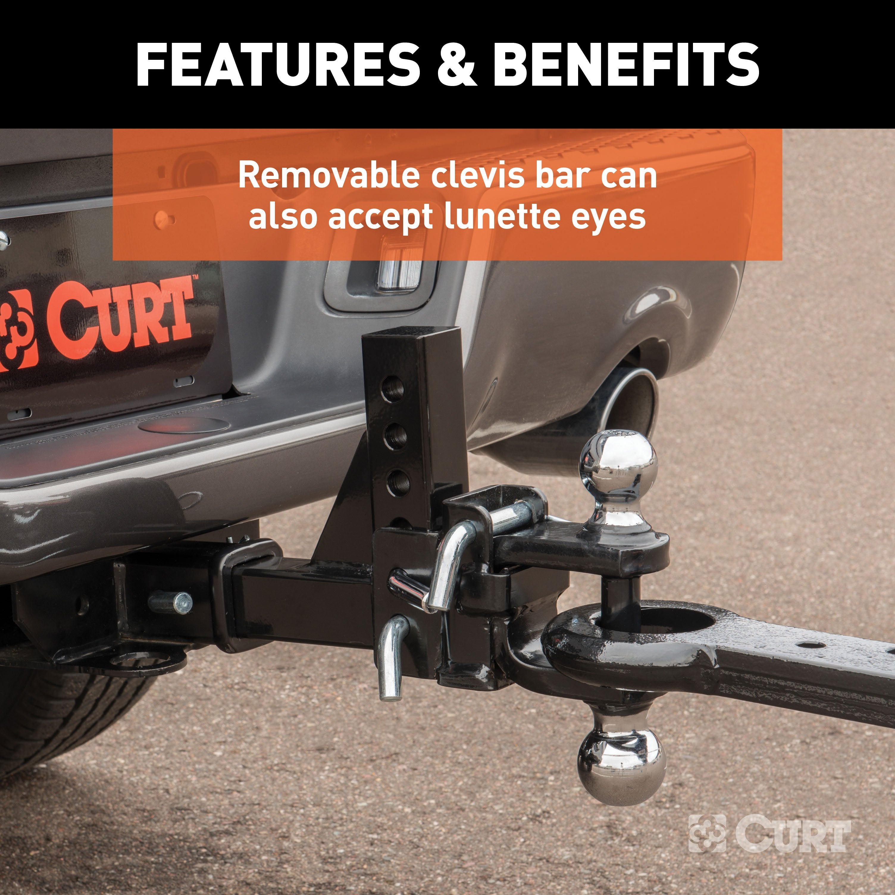 CURT Adjustable Trailer Hitch Ball Mount, Fits 2-Inch Receiver, 6-1/2-Inch Drop, 2 and 2-5/16-Inch Balls, 10,000 lbs Model 45049