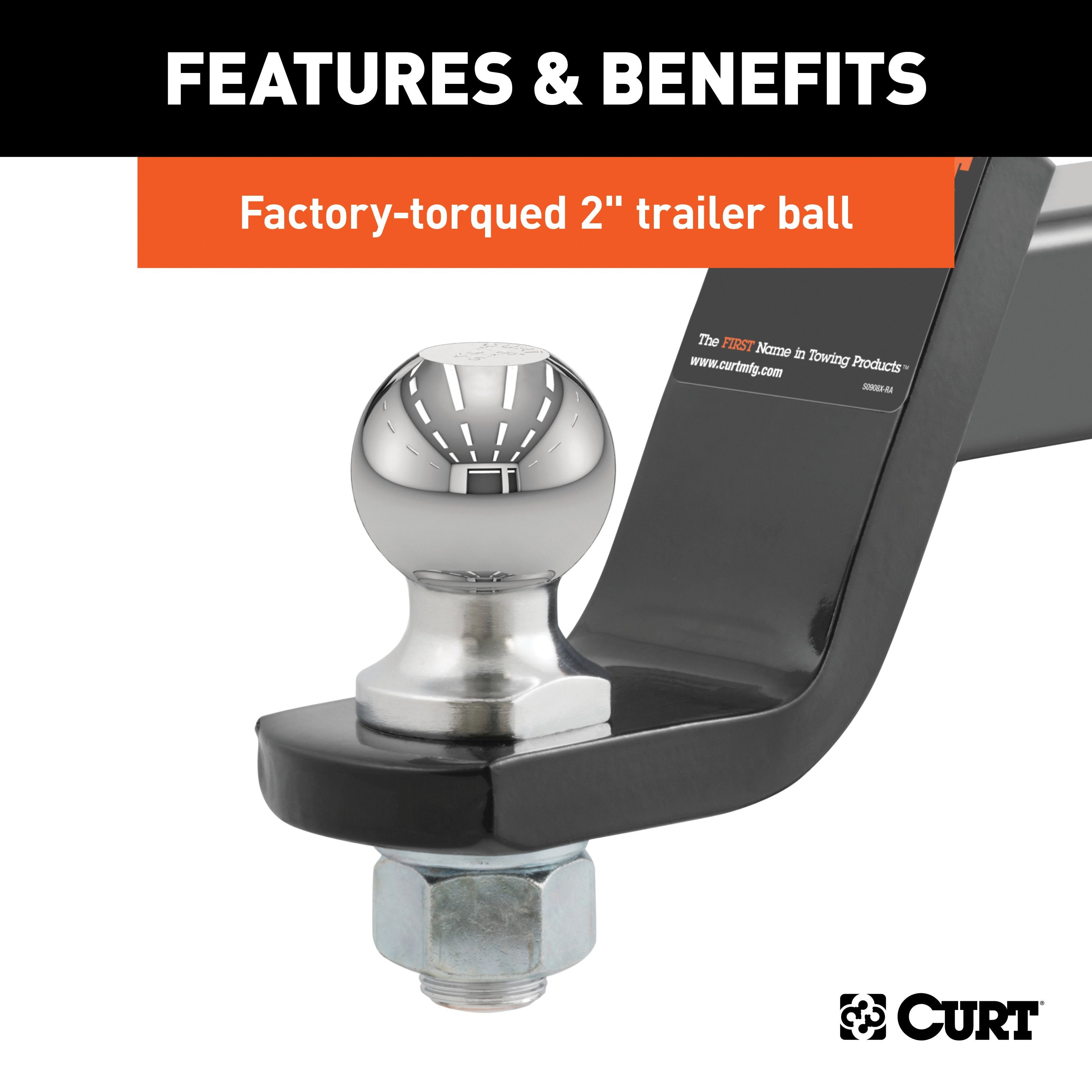 CURT Trailer Hitch Mounts with 2-Inch Ball & Pin, Fits 2-In Receiver, 7,500 lbs, 4-Inch Drop, 3-Pack Model 45057