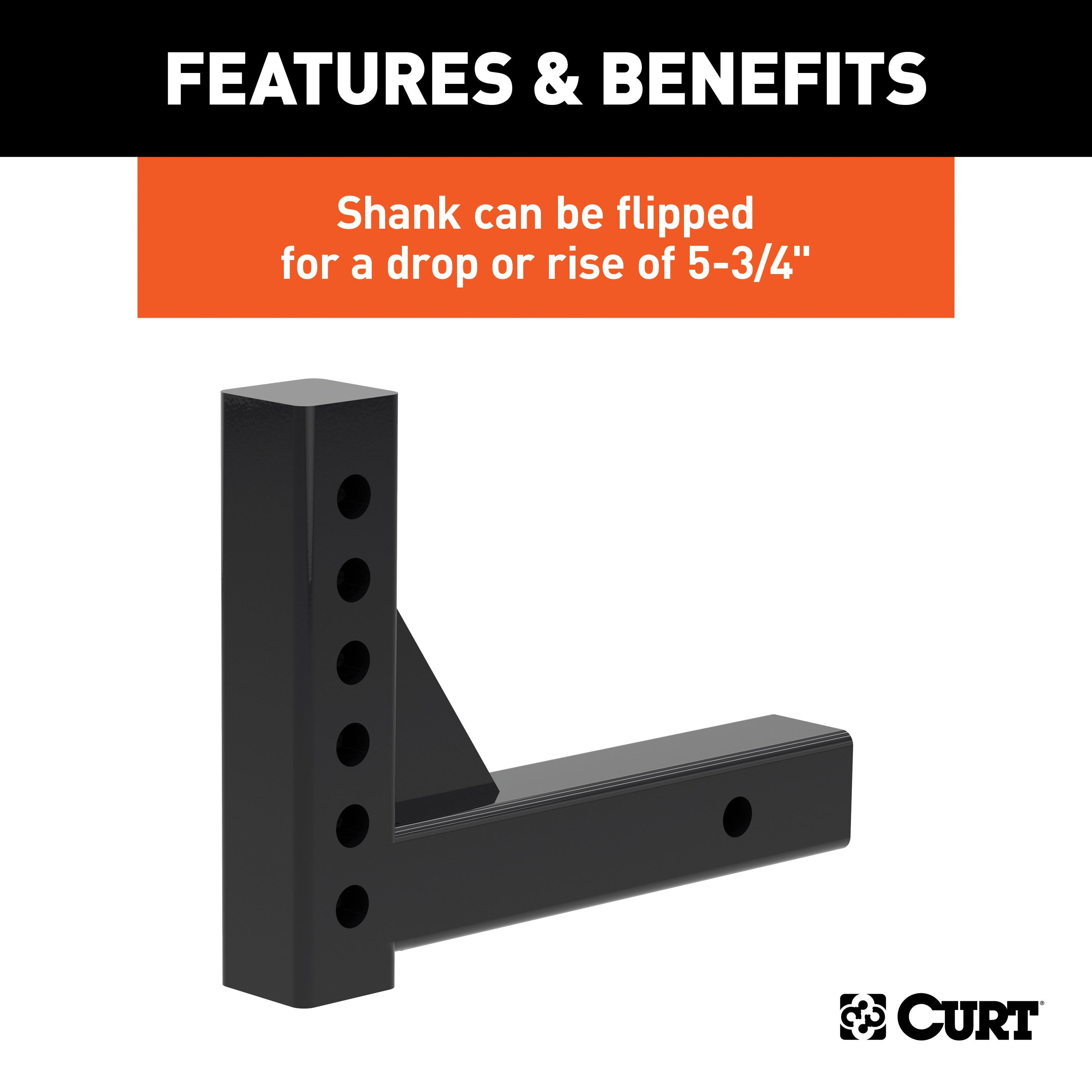 CURT Replacement Shank for Adjustable Trailer Hitch Ball Mount #45799 or #45049, Fits 2-Inch Receiver Model 45059