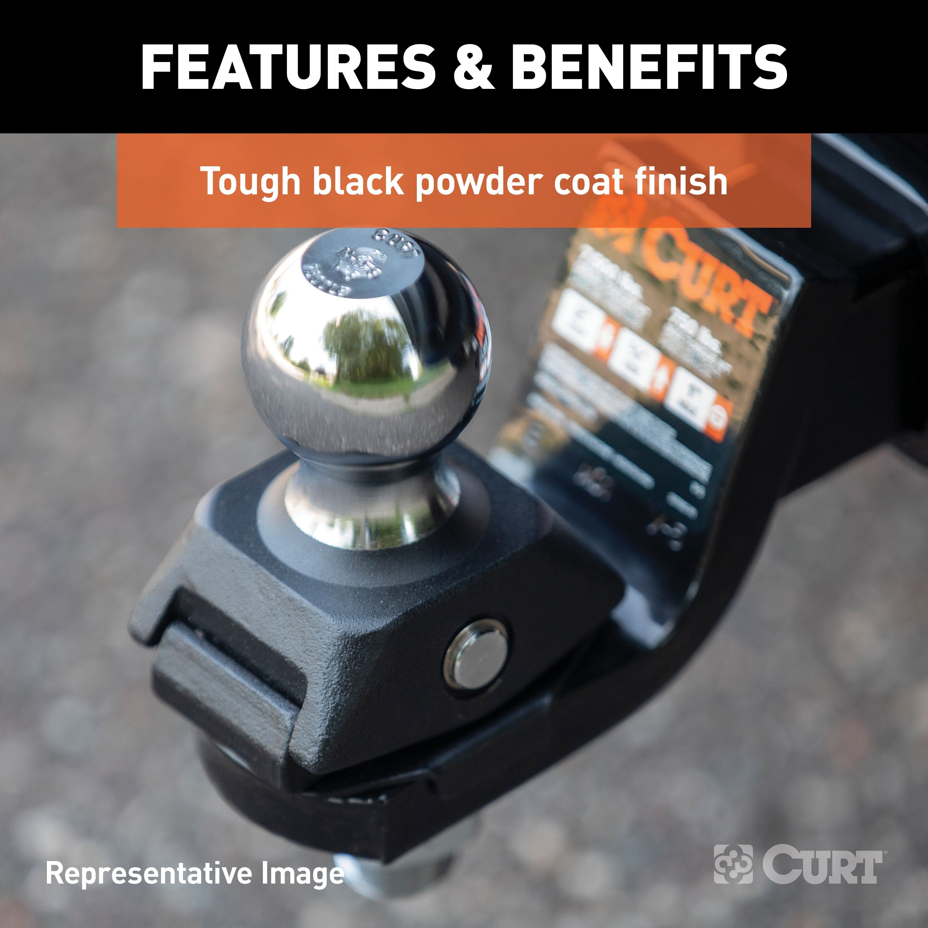 CURT RockerBall Cushion Hitch Ball Mount, 7,500 lbs 2-Inch Diameter, 2-In Shank, 5" Drop, Anti-Rattle Pin Model 45144