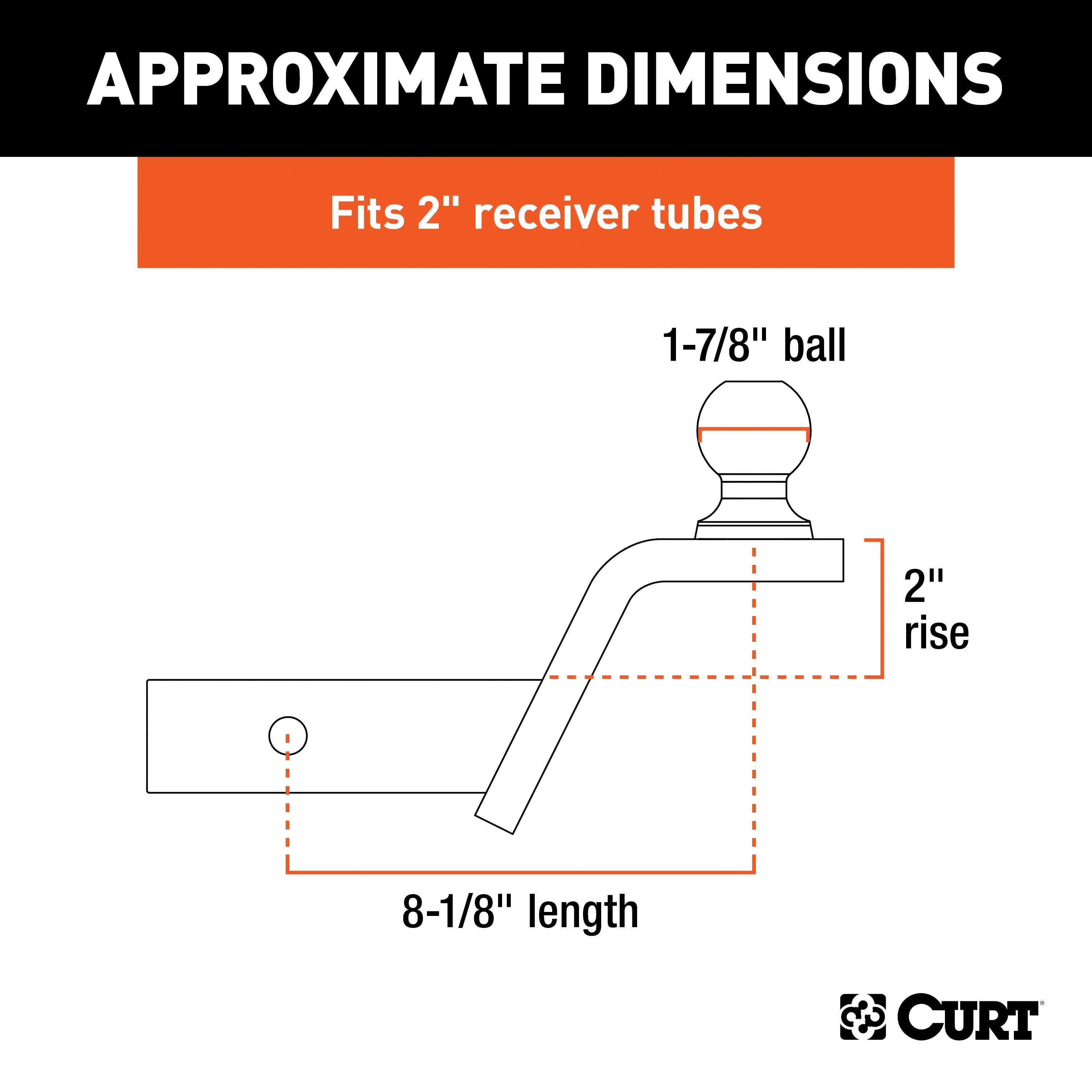 CURT Fusion Trailer Hitch Mount with 1-7/8-Inch Ball & Pin, Fits 2-Inch Receiver, 5,000 lbs, 2-In Rise Model 45152