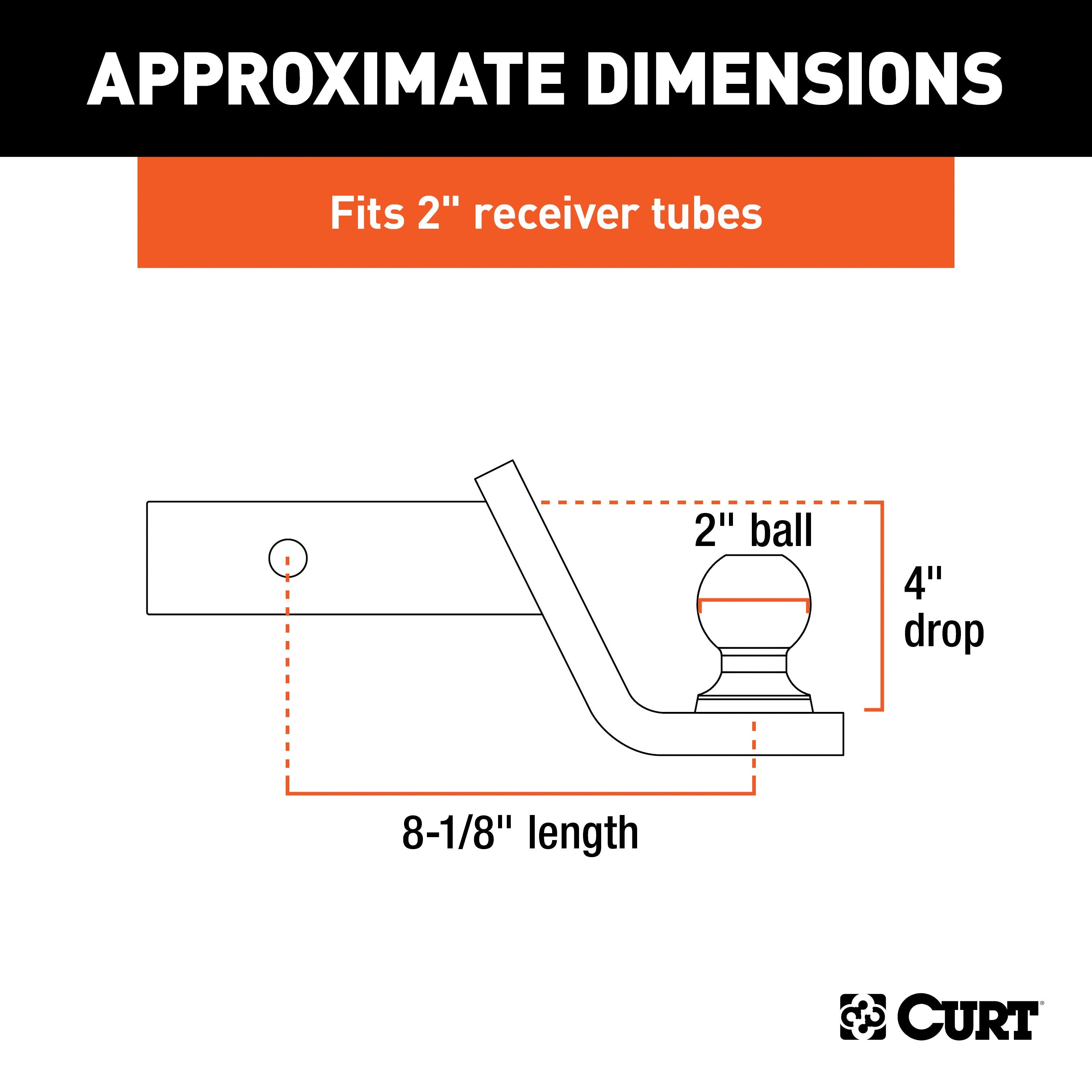 CURT Fusion Trailer Hitch Mount with 2-Inch Ball & Pin, Fits 2-In Receiver, 7,500 lbs, 4-Inch Drop Model 45154