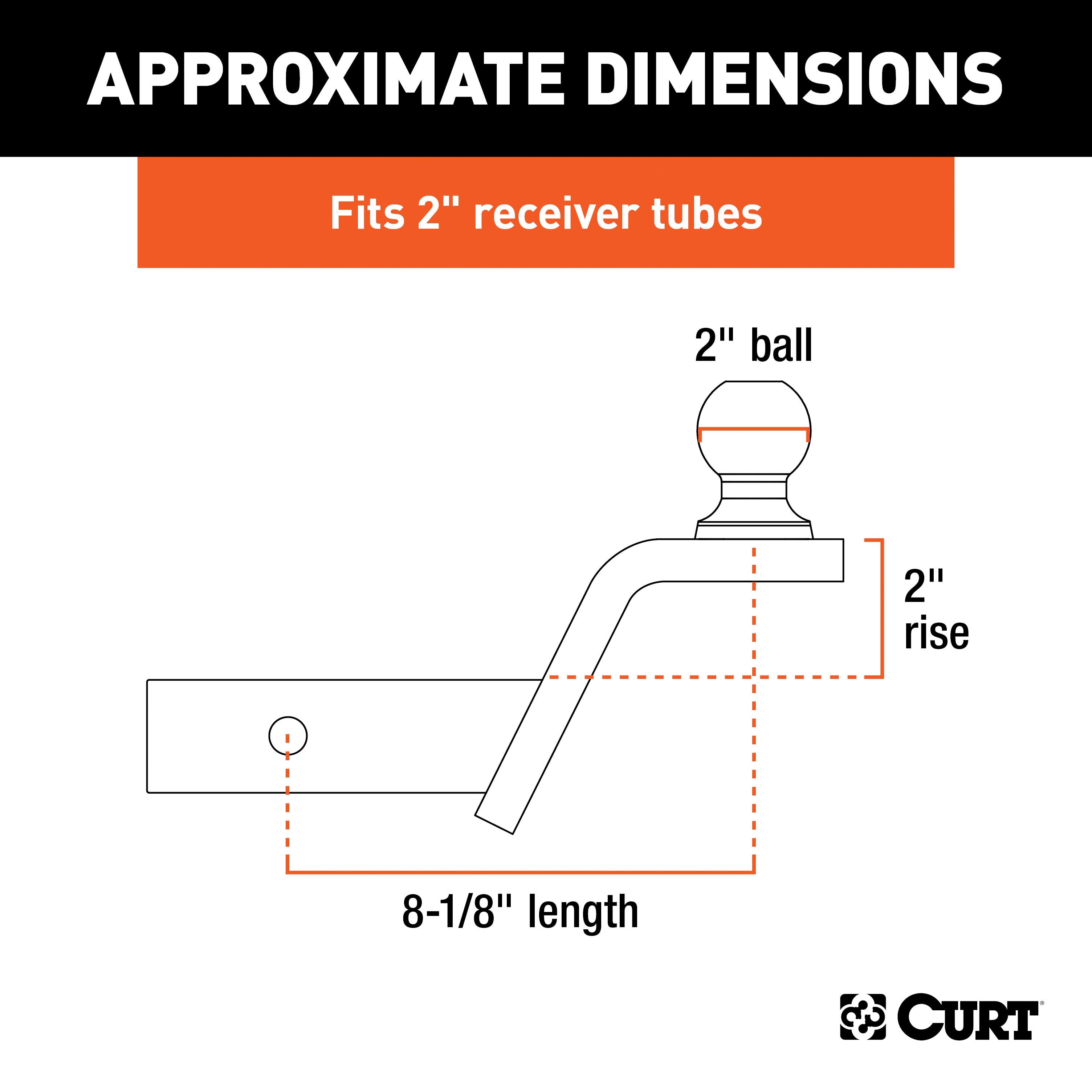 CURT Fusion Trailer Hitch Mount with 2-Inch Ball & Pin, Fits 2-In Receiver, 7,500 lbs, 2" Rise Model 45155