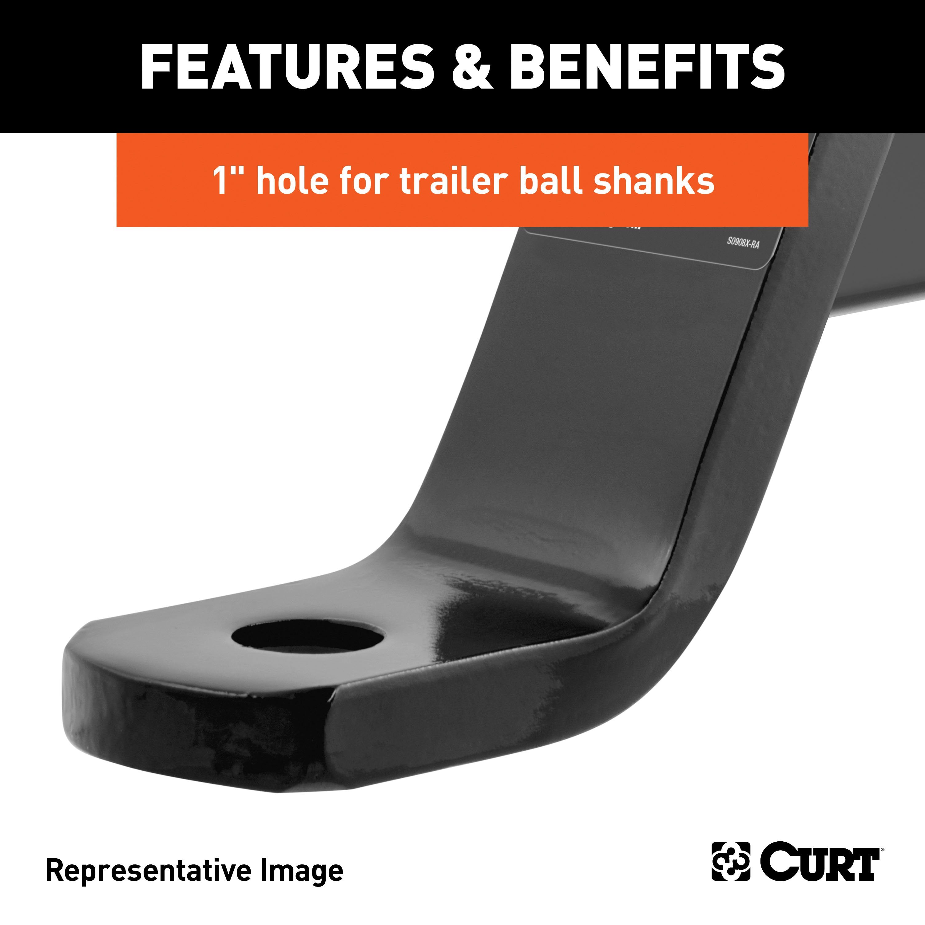 CURT Dual Length Trailer Hitch Ball Mount, 7-1/2-Inch or 10-1/2-Inch Length, Fits 2-Inch Receiver, 7,500 lbs, 1-Inch Hole, 2-In Drop, 3/4-Inch Rise Model 45220