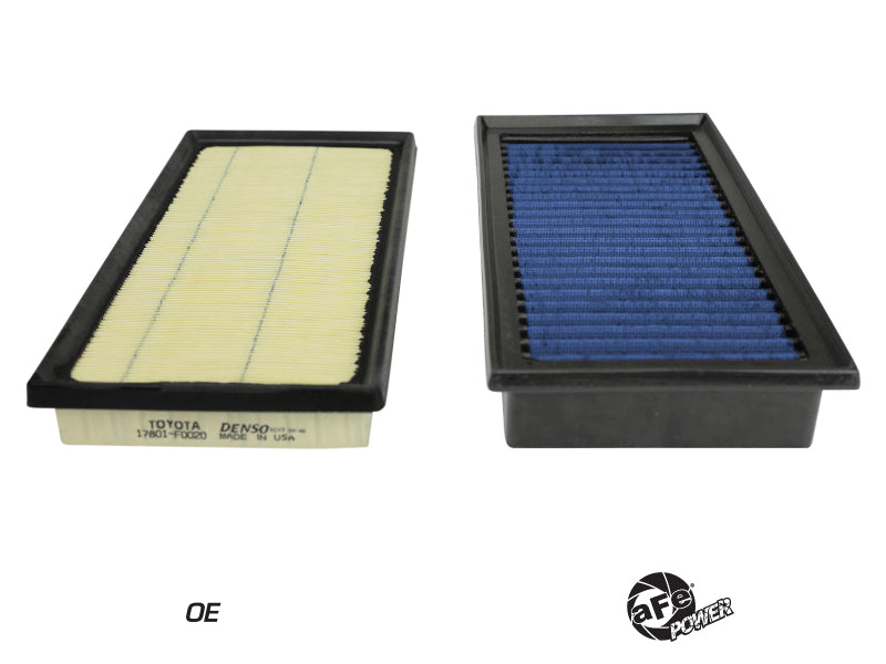 Afe Magnum FLOW OE replacement air filter for Toyota C-HR 2018-2019, showcasing a clean design with a blue filter element.
