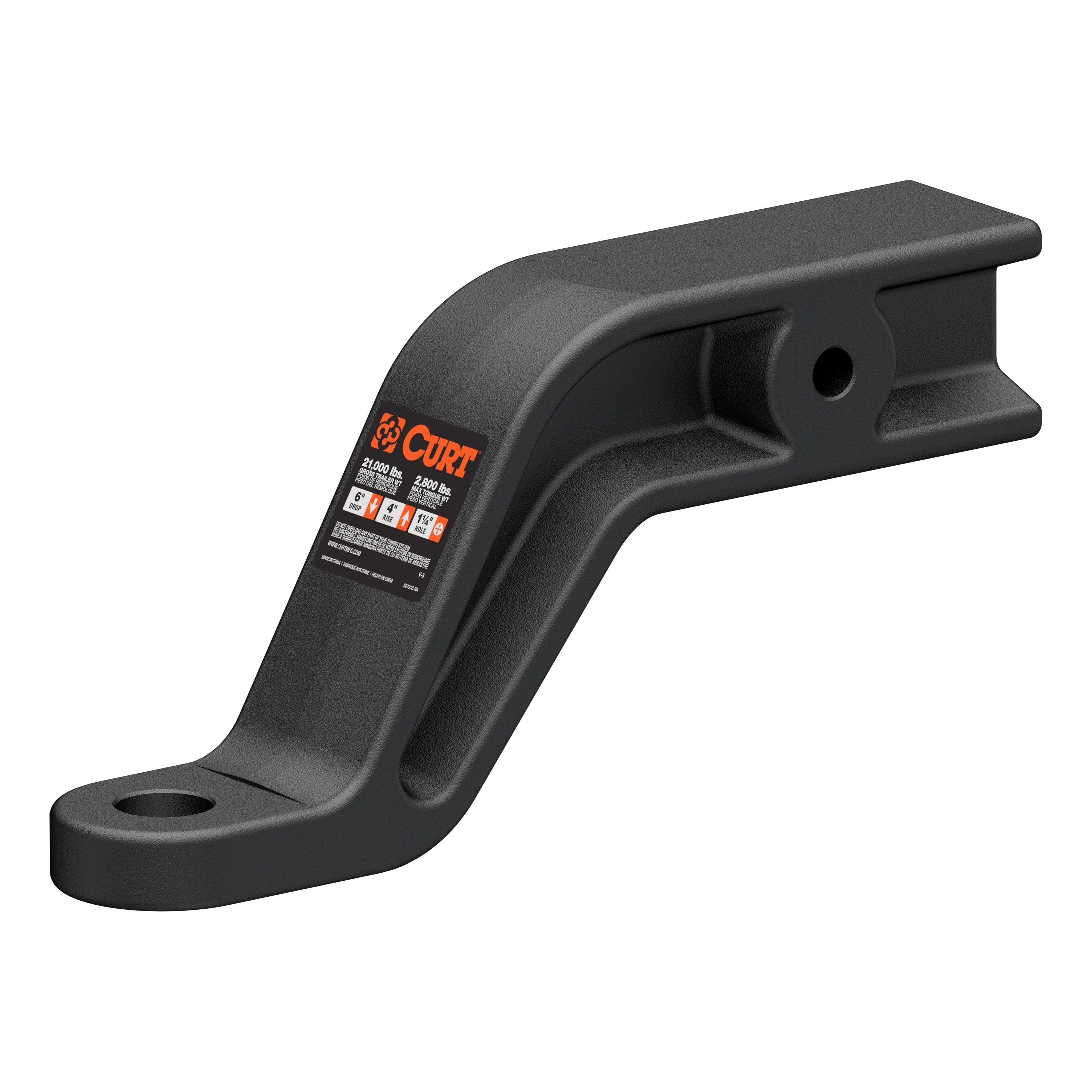 CURT Industrial Duty Forged Trailer Hitch Ball Mount, Fits 3-Inch Receiver, 21,000 lbs, 1-1/4-Inch Hole, 6-Inch Drop, 4-Inch Rise Model 45431