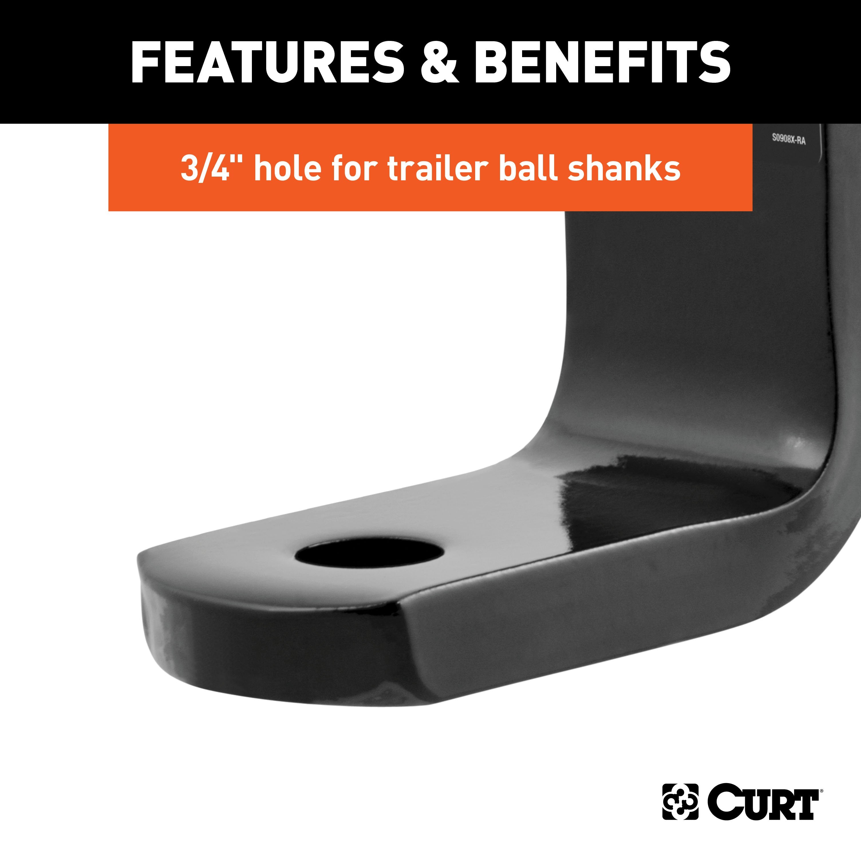 CURT Class 2 Trailer Hitch Ball Mount, Fits 1-1/4-Inch Receiver, 3,500 lbs, 3/4-Inch Hole, 3-1/4-Inch Drop, 2-5/8-Inch Rise Model 45521