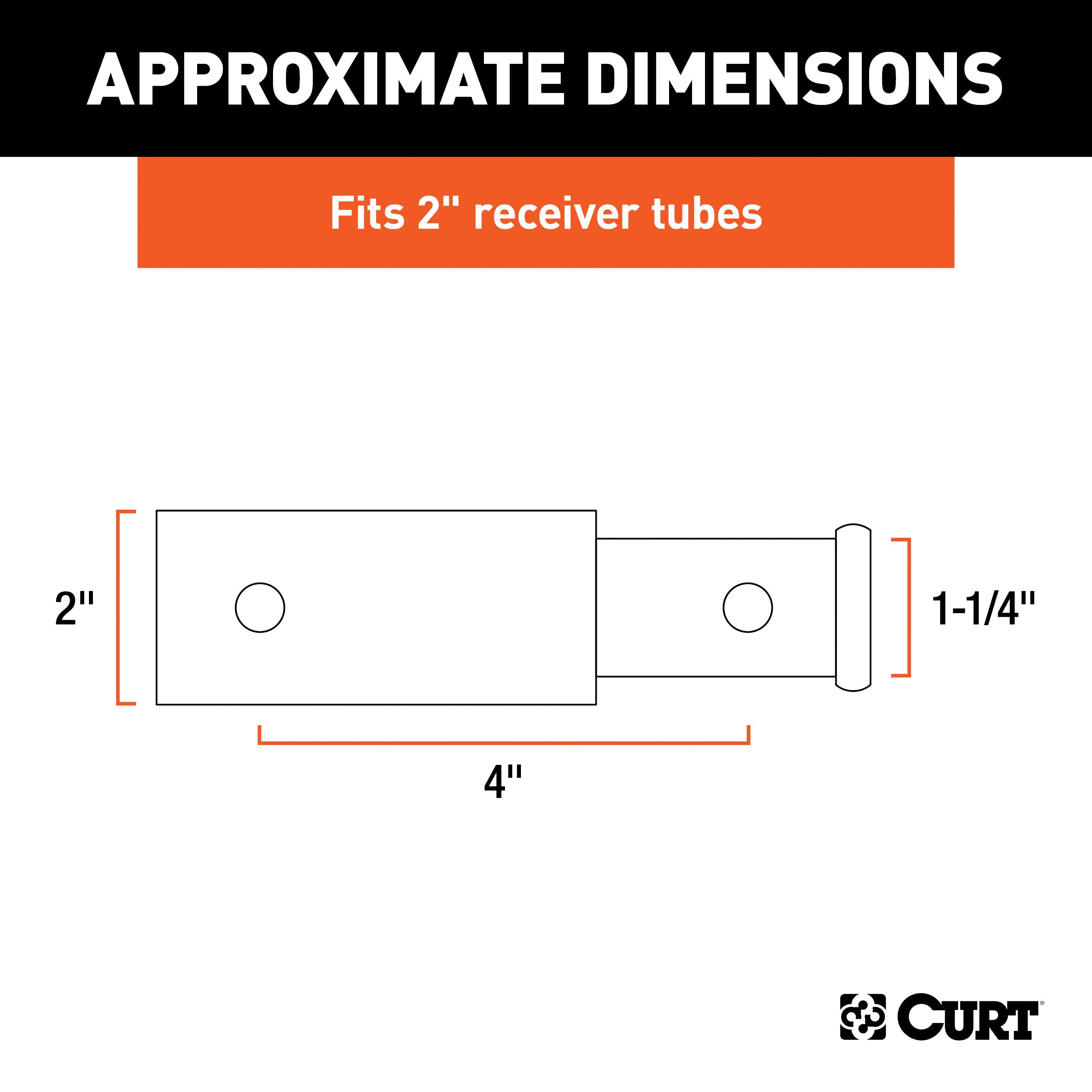 CURT Trailer Hitch Receiver Adapter Reducer, 2 to 1-1/4-Inch, 4-In Extension, 3,500 lbs Model 45770