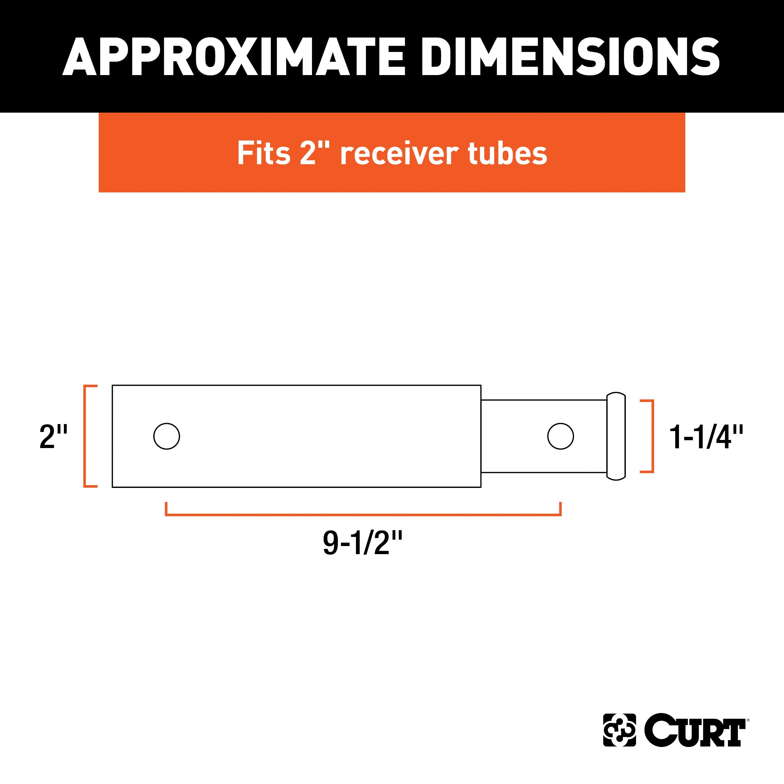 CURT Trailer Hitch Receiver Adapter Reducer, 2 to 1-1/4-Inch, 9-1/2-In Extension, 3,500 lbs Model 45775