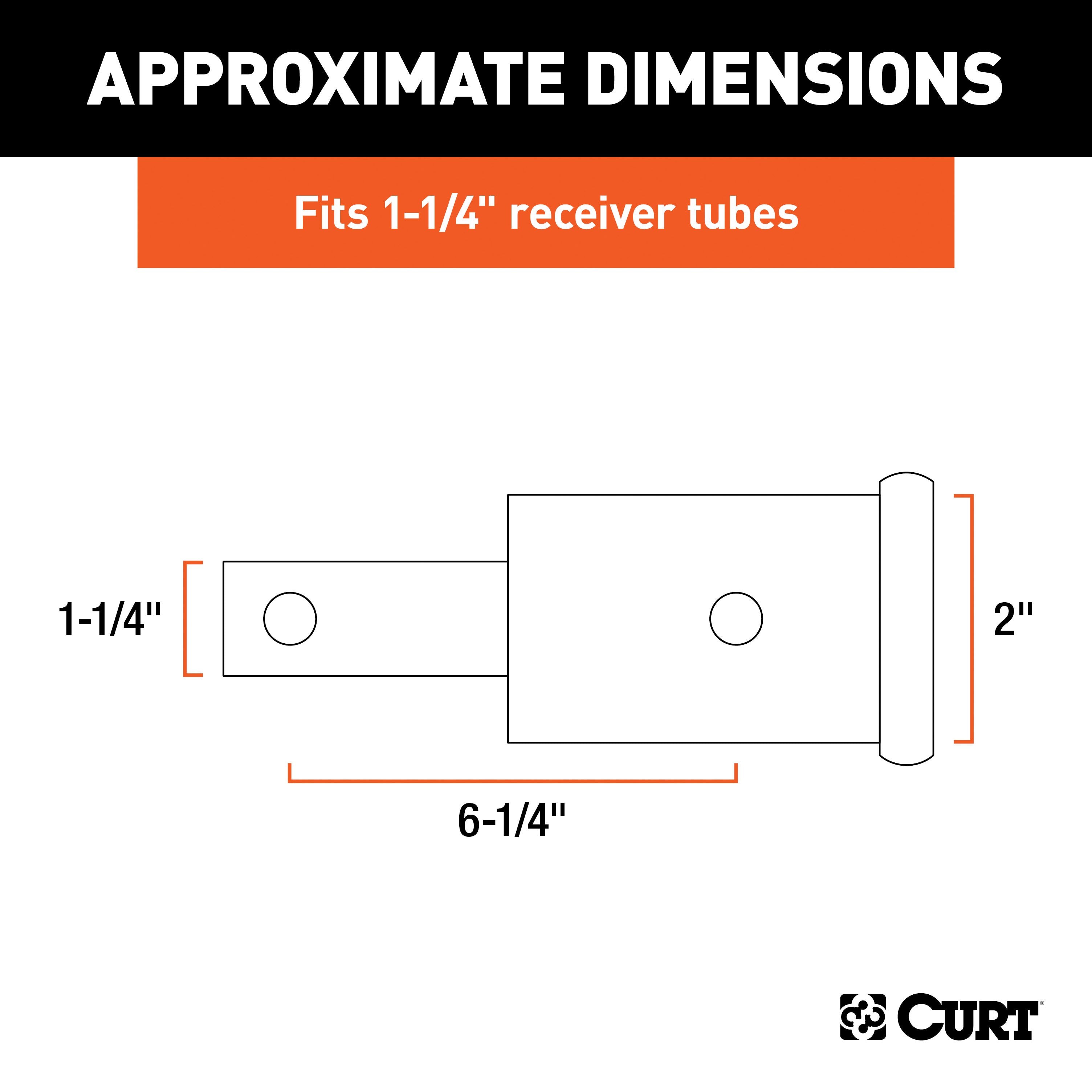 CURT Trailer Hitch Receiver Adapter, 1-1/4 to 2-Inch, 6-1/4-In Extension, 350 lbs Model 45785
