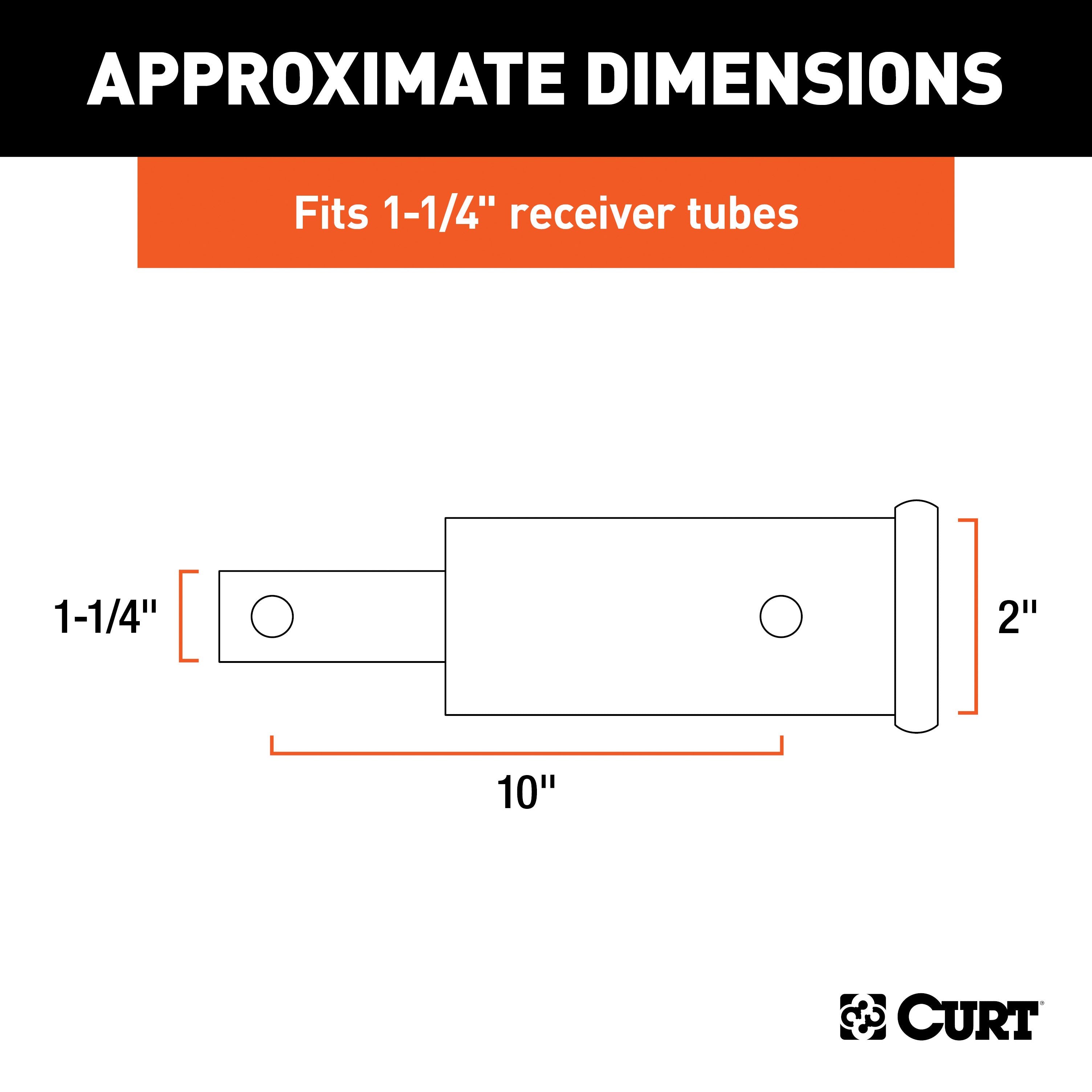 CURT Trailer Hitch Receiver Adapter, 1-1/4 to 2-Inch, 10-In Extension, 350 lbs Model 45790