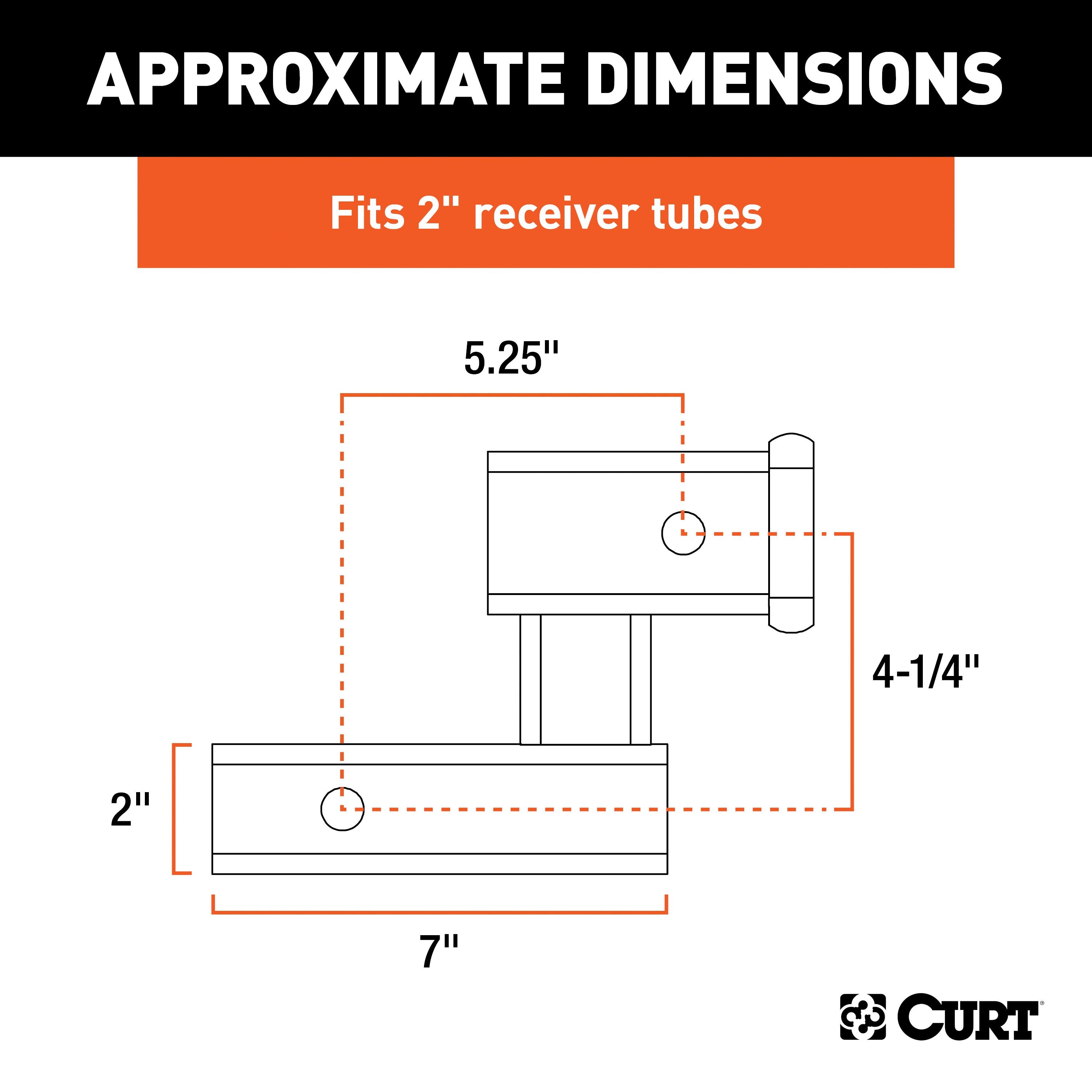 CURT Raised Trailer Hitch Extender, Fits 2-Inch Receiver, Extends 5-1/4", 4-1/4-In Rise Model 45794