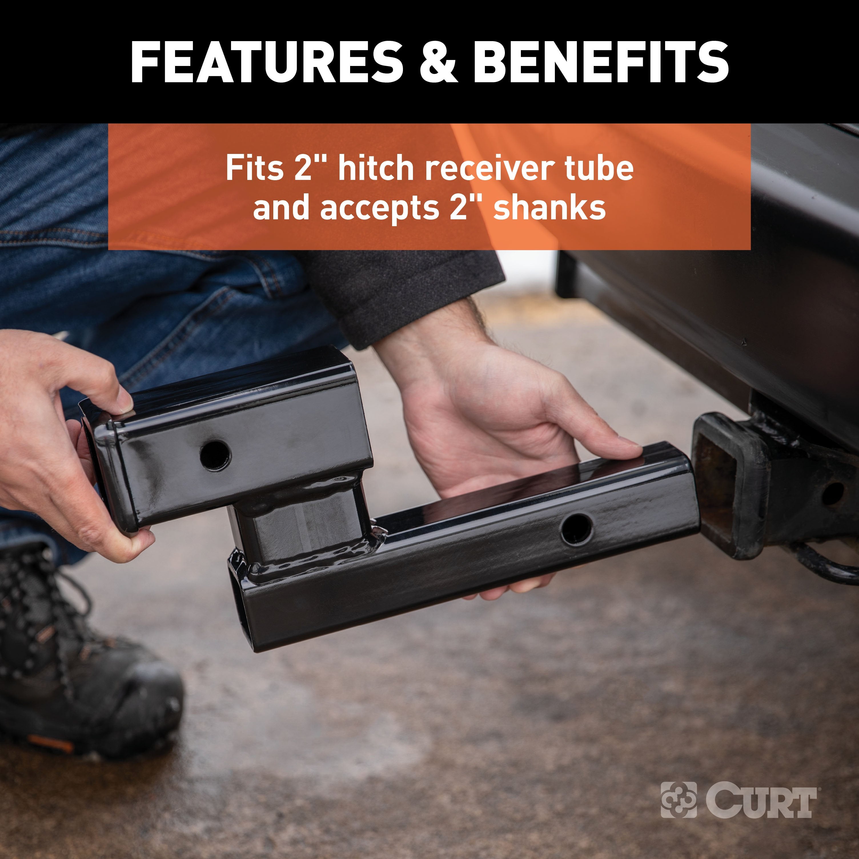 CURT Trailer Hitch Adapter, 2-Inch Receiver, 4-In Drop or Rise, 7,500 lbs Model 45798