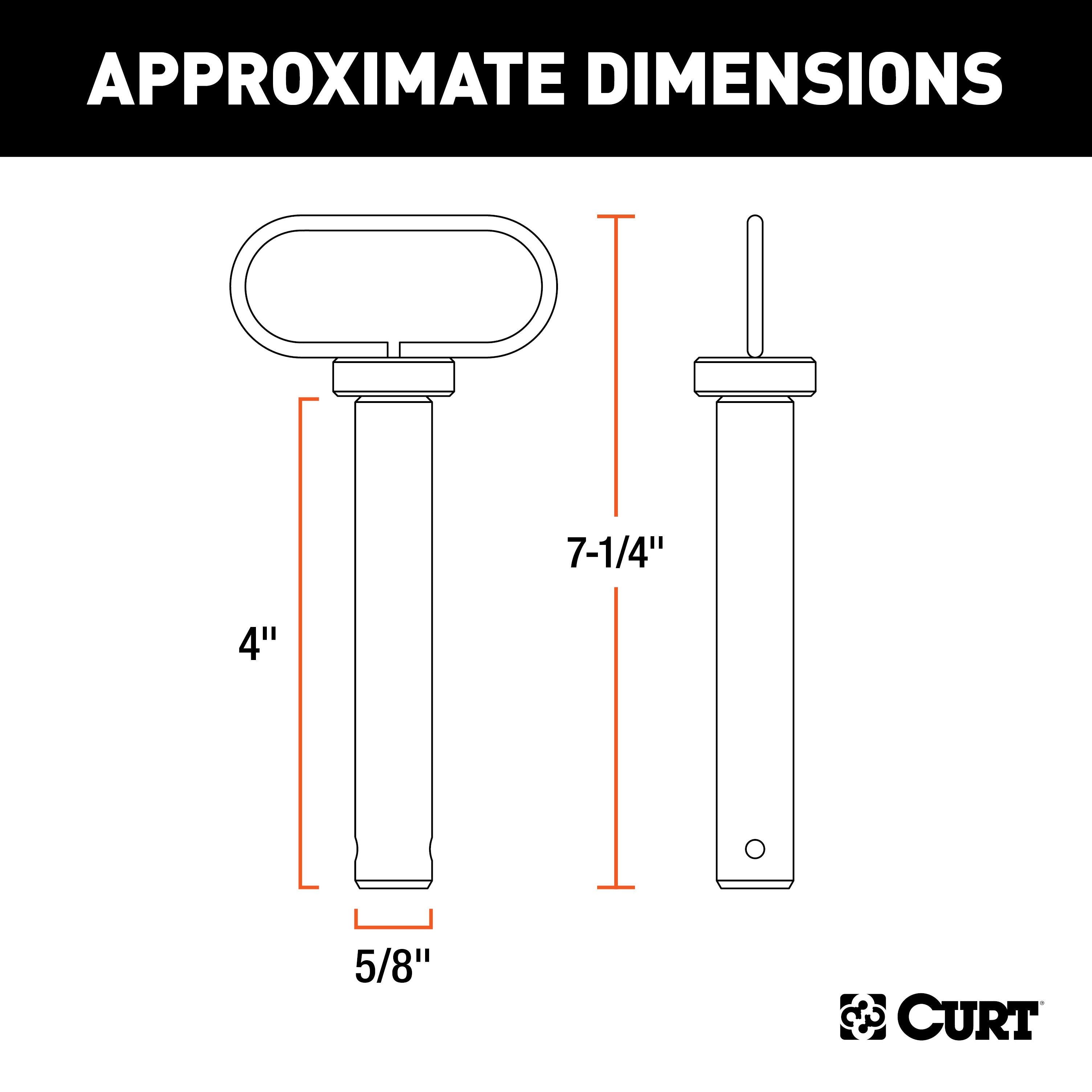 CURT 5/8 x 4-Inch Clevis Pin Hitch with Rubber-Coated Handle and Clip Model 45804