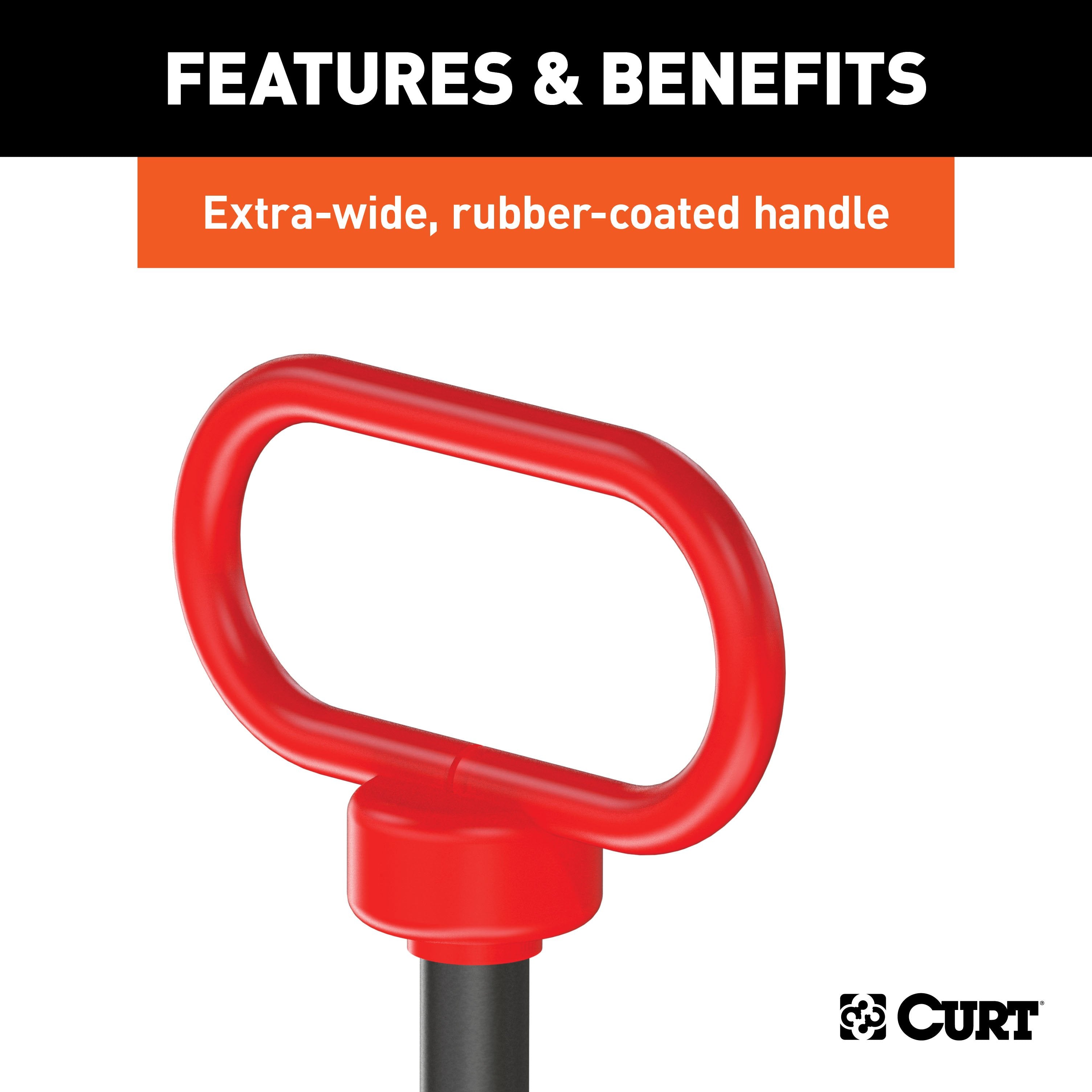 CURT 1/2 x 3-5/8-Inch Clevis Pin Hitch with Rubber-Coated Handle and Clip Model 45805