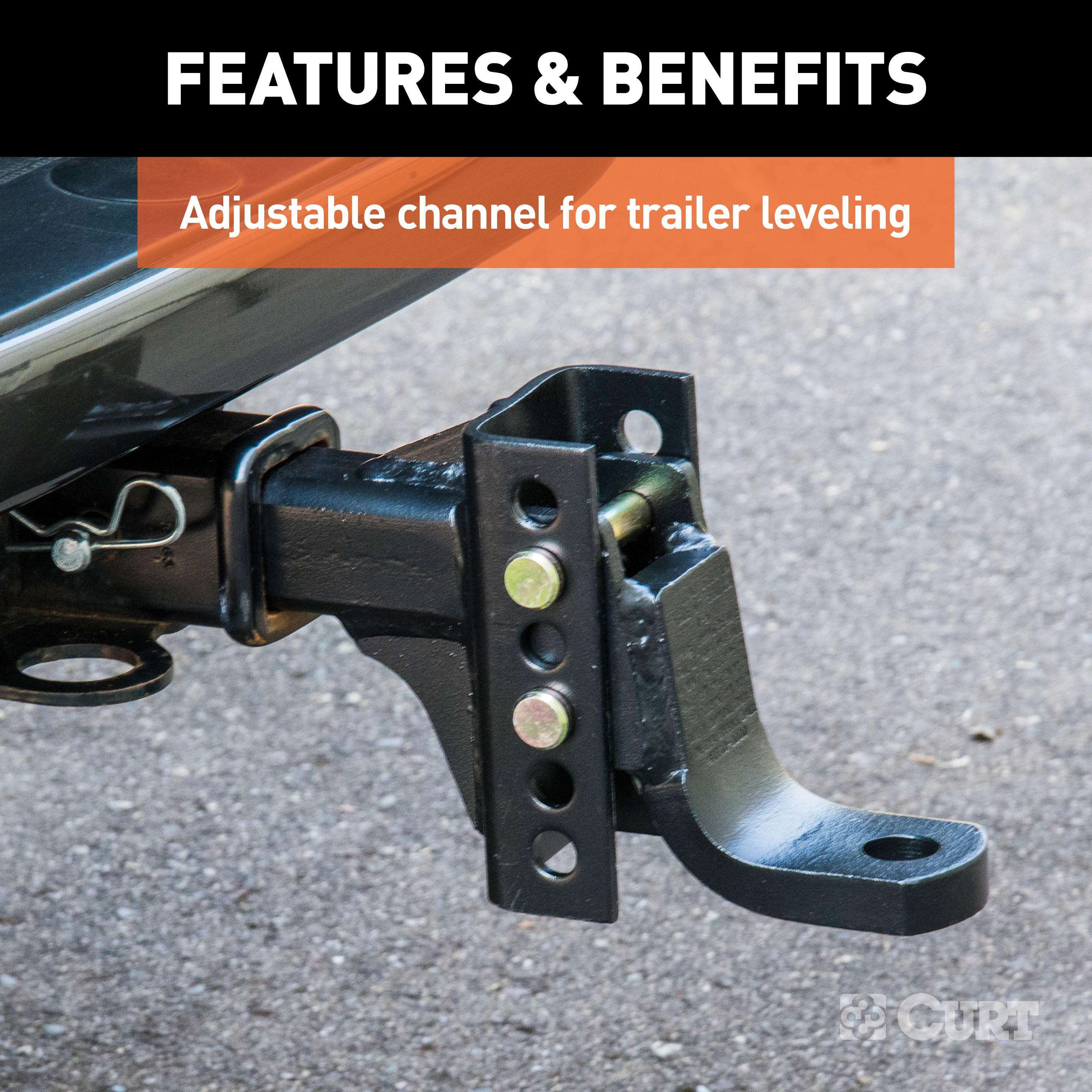 CURT Adjustable Trailer Hitch Ball Mount, 2-Inch Receiver, 6-3/4-Inch Drop, 1-Inch Hole, 6,000 lbs Model 45901