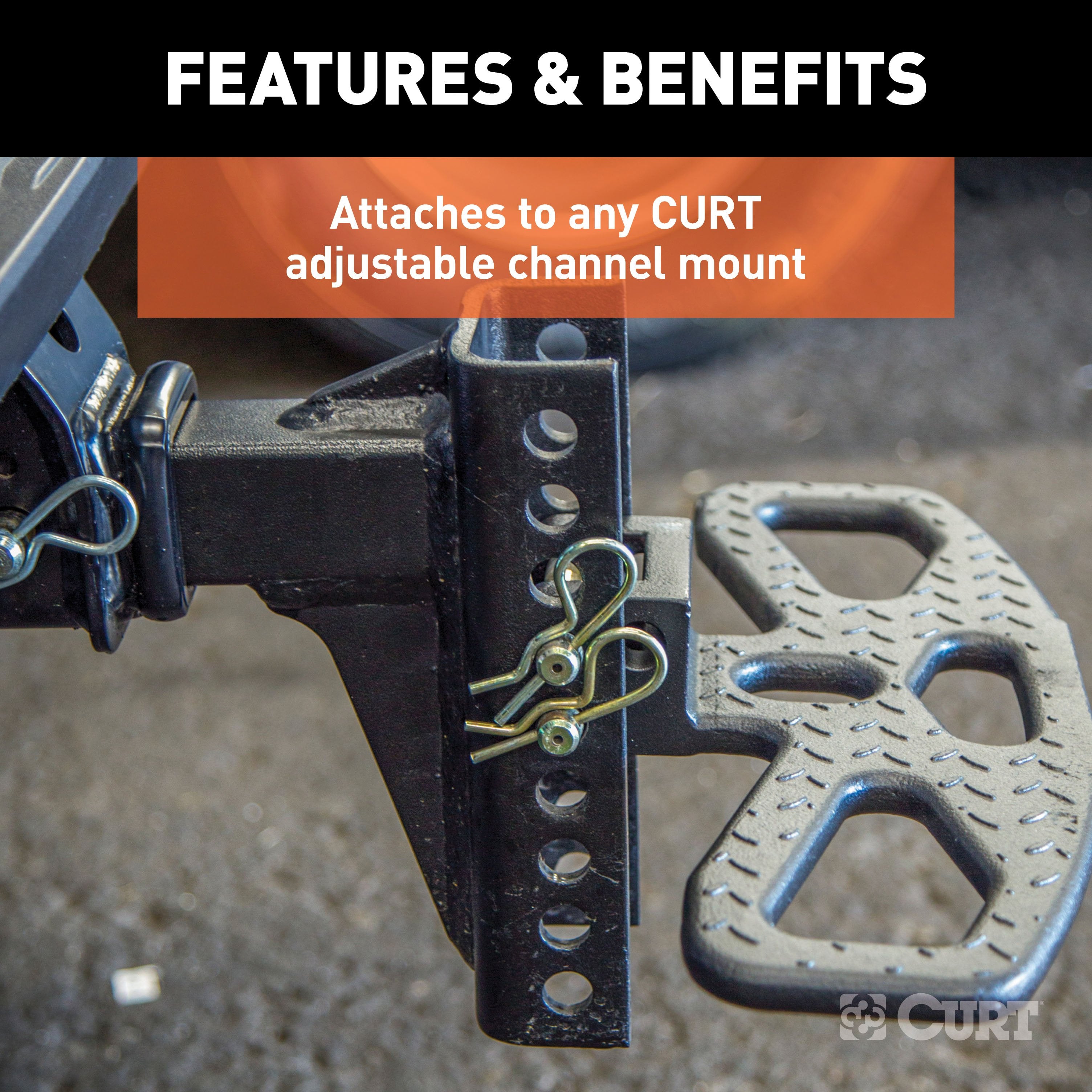 CURT Folding Hitch Step for Adjustable Channel Mount Model 45909