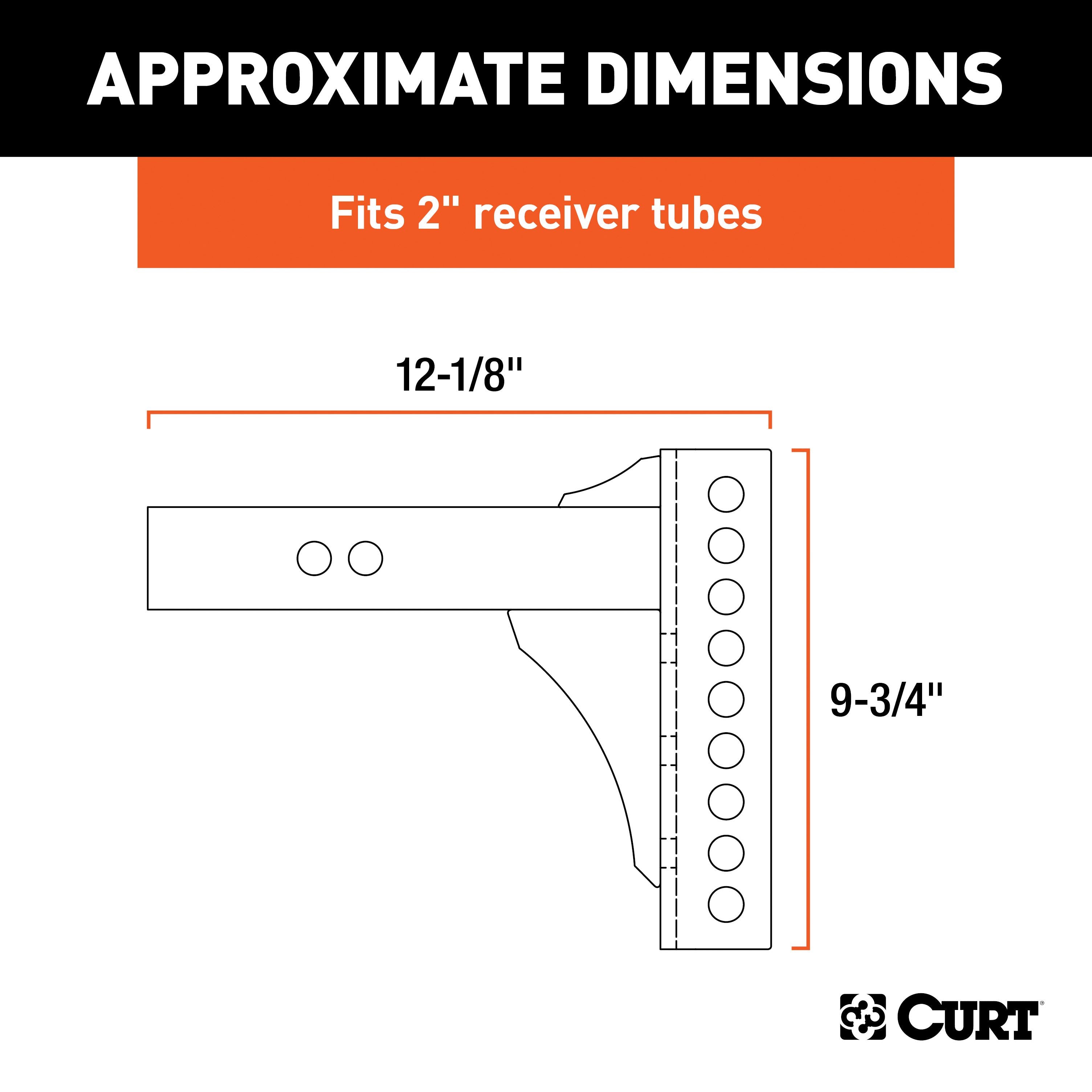 CURT Replacement Shank for Adjustable Trailer Hitch Ball Mount #45900 or #45907, Fits 2-Inch Receiver Model 45910