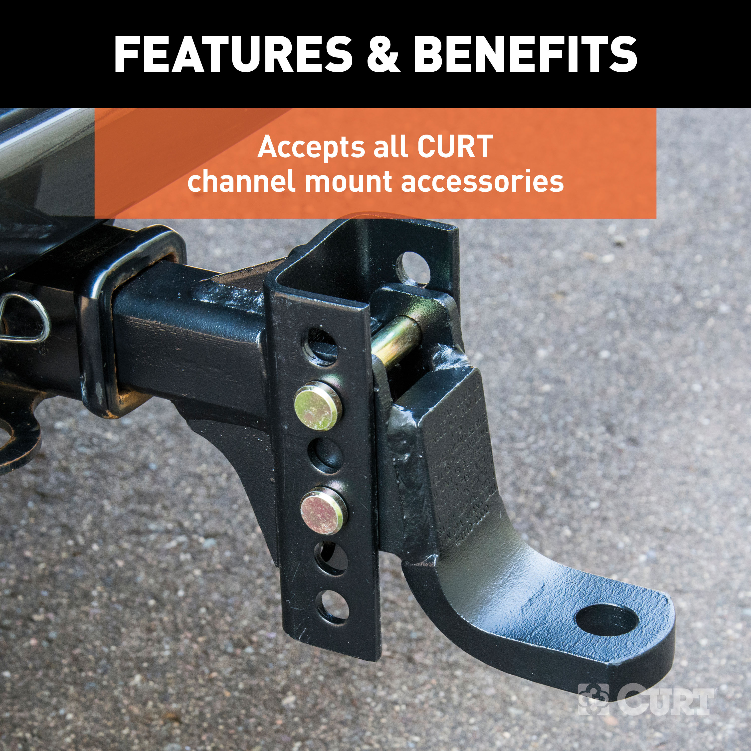 CURT Replacement Shank for Adjustable Trailer Hitch Ball Mount #45901, Fits 2-Inch Receiver Model 45911