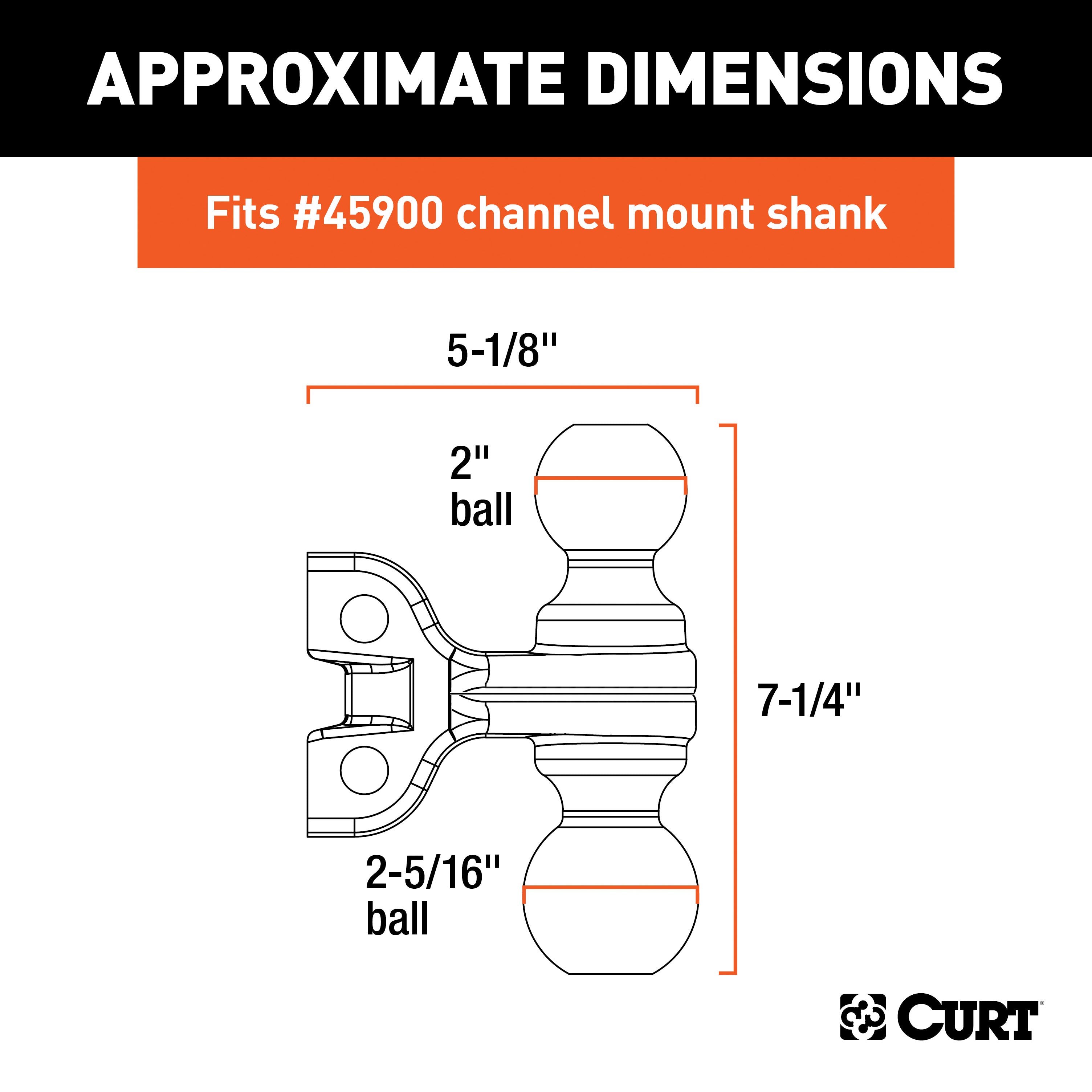 CURT Replacement Dual-Ball for Adjustable Trailer Hitch Ball Mount #45900 or #45926 Model 45912