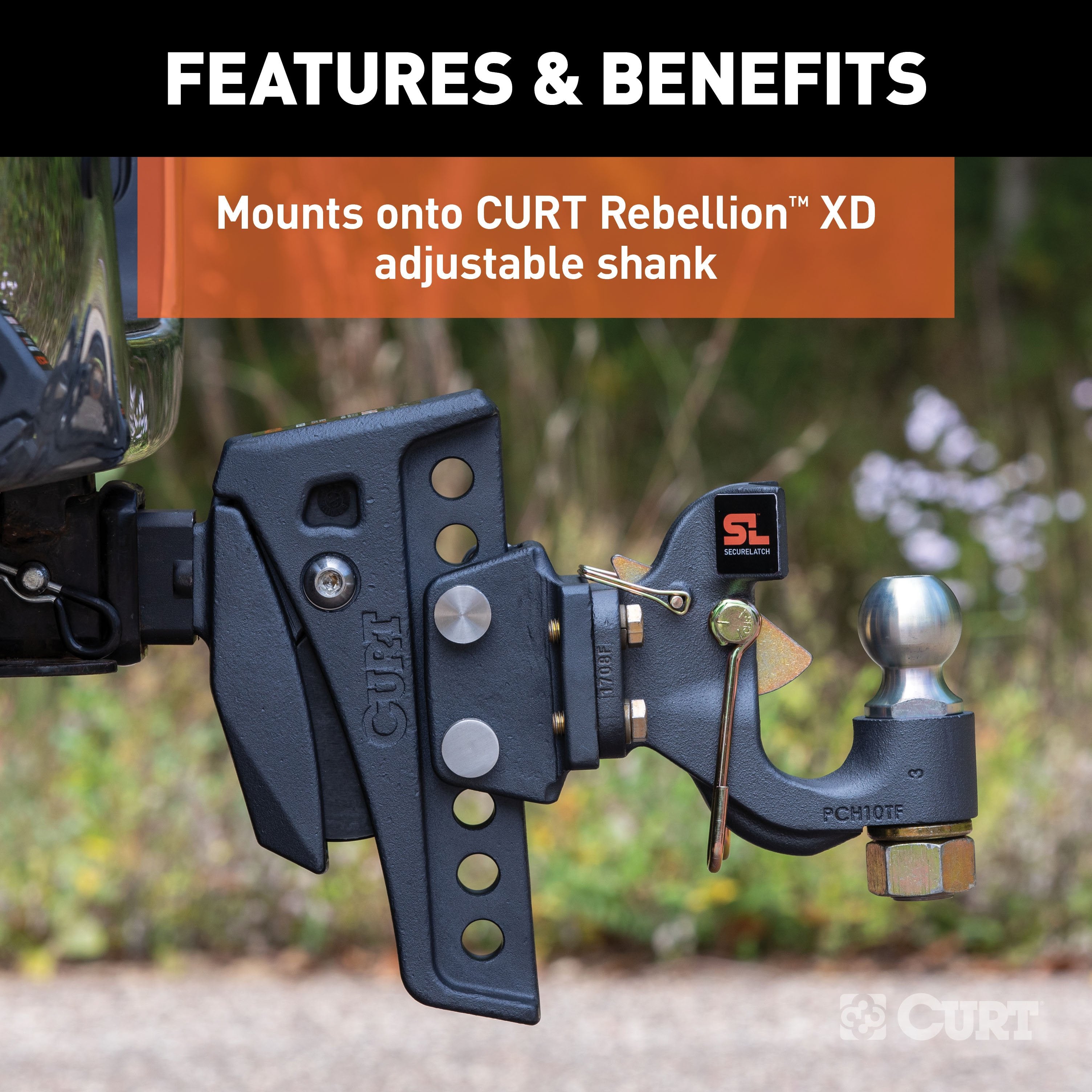 CURT Rebellion XD Adjustable Cushion Hitch Pintle Mount Plate Attachment, Shank Required Model 45950