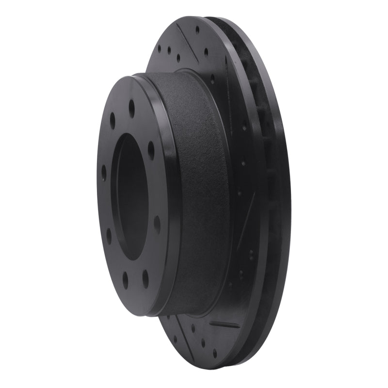 R1 99-25 Chevrolet Express 3500 Rear Right Drilled & Slotted Black Brake Rotor