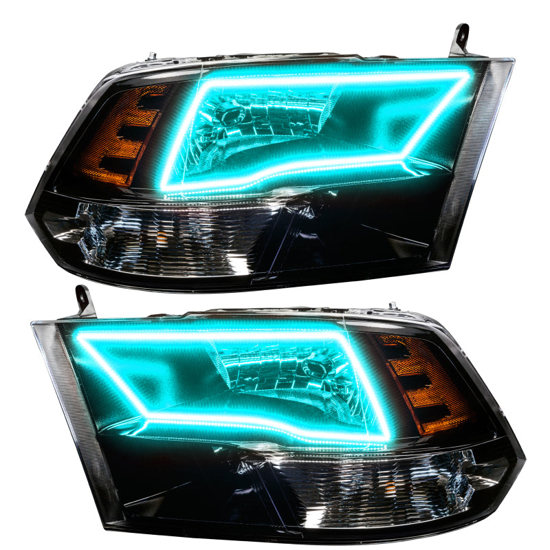 Oracle 09-17 RAM 1500 Quad Pre-Assembled Headlights - Black Housing - w/o Controller